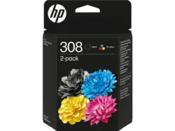HP 308 2er-Pack Schwarz/Cyan/Magenta/Gelb Druckerpatronen-Kombipackung; Tintenpatrone
