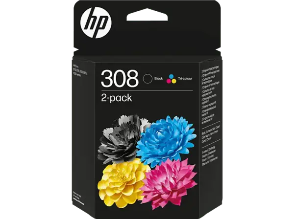 HP 308 2er-Pack Schwarz/Cyan/Magenta/Gelb Druckerpatronen-Kombipackung; Tintenpatrone