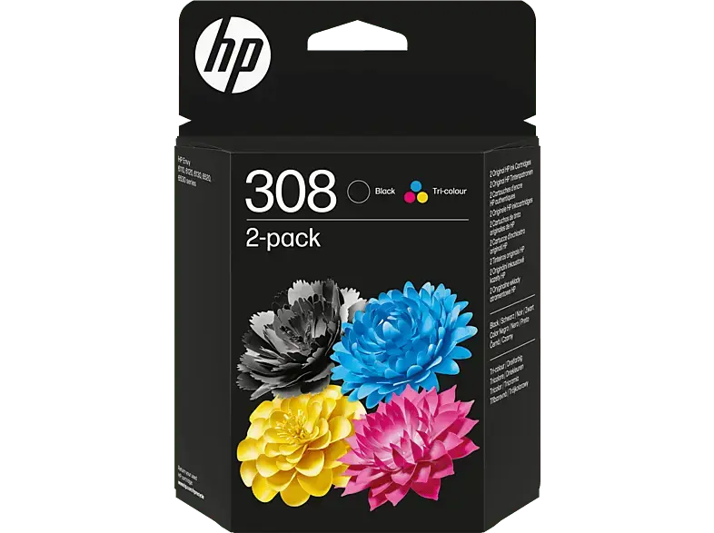 HP 308 2er-Pack Schwarz/Cyan/Magenta/Gelb Druckerpatronen-Kombipackung; Tintenpatrone