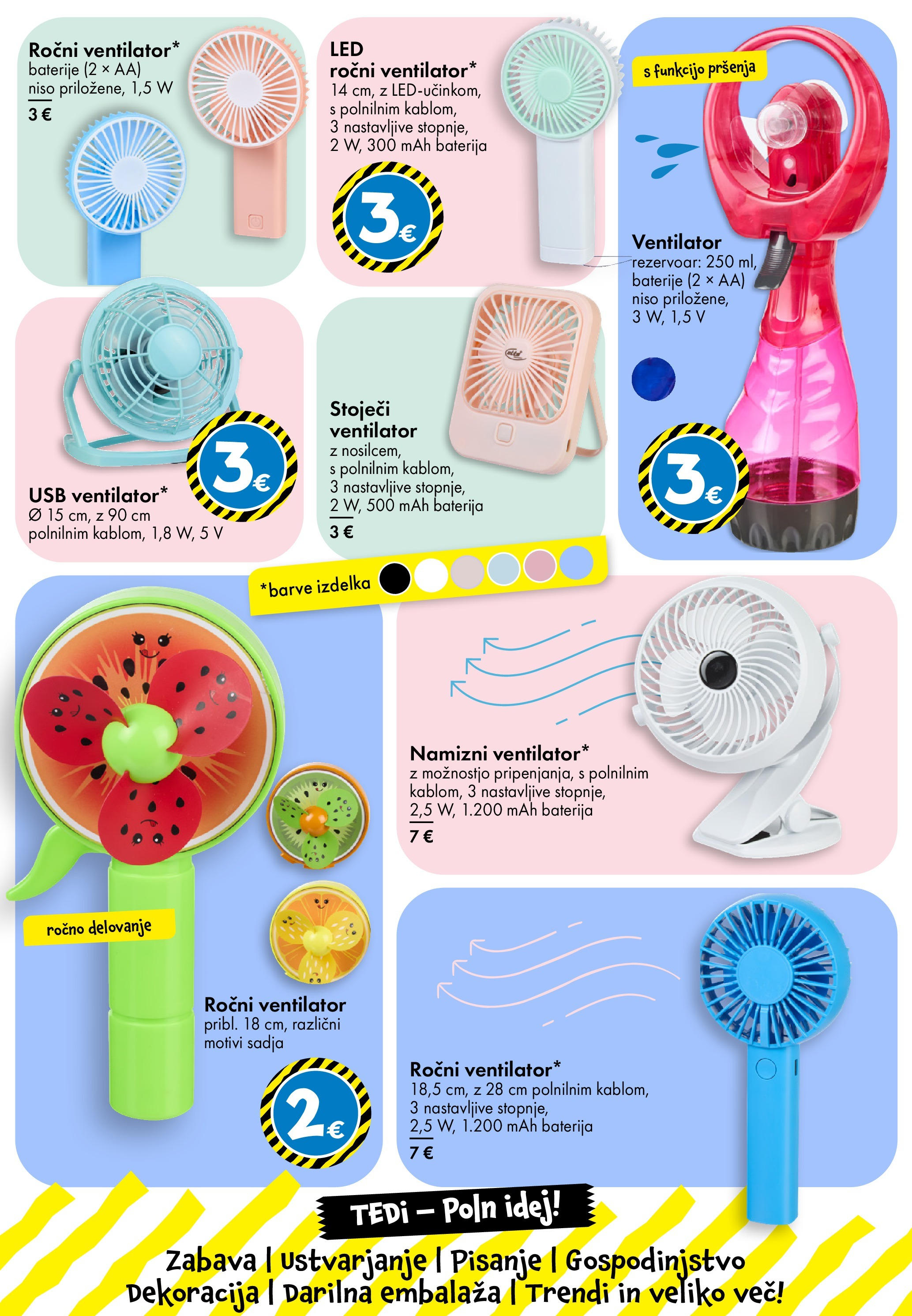 TEDi katalog veljaven od 13.06.2025 | Stran: 26 | Izdelki: Stoječi ventilator, Usb, Ventilator, Baterije
