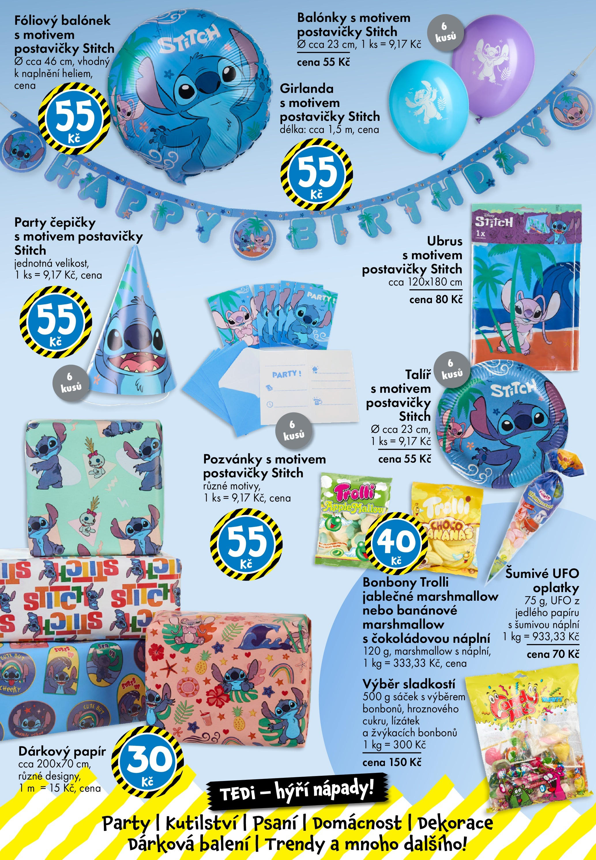 TEDi leták od 13.06.2025 - akční nabídka | Strana: 9 | Produkty: Bonbóny, Ubrus, Stitch, Sáček