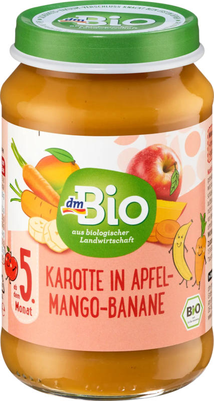 dmBio Früchte Karotte, Apfel, Mango, Banane ab dem 5. Monat