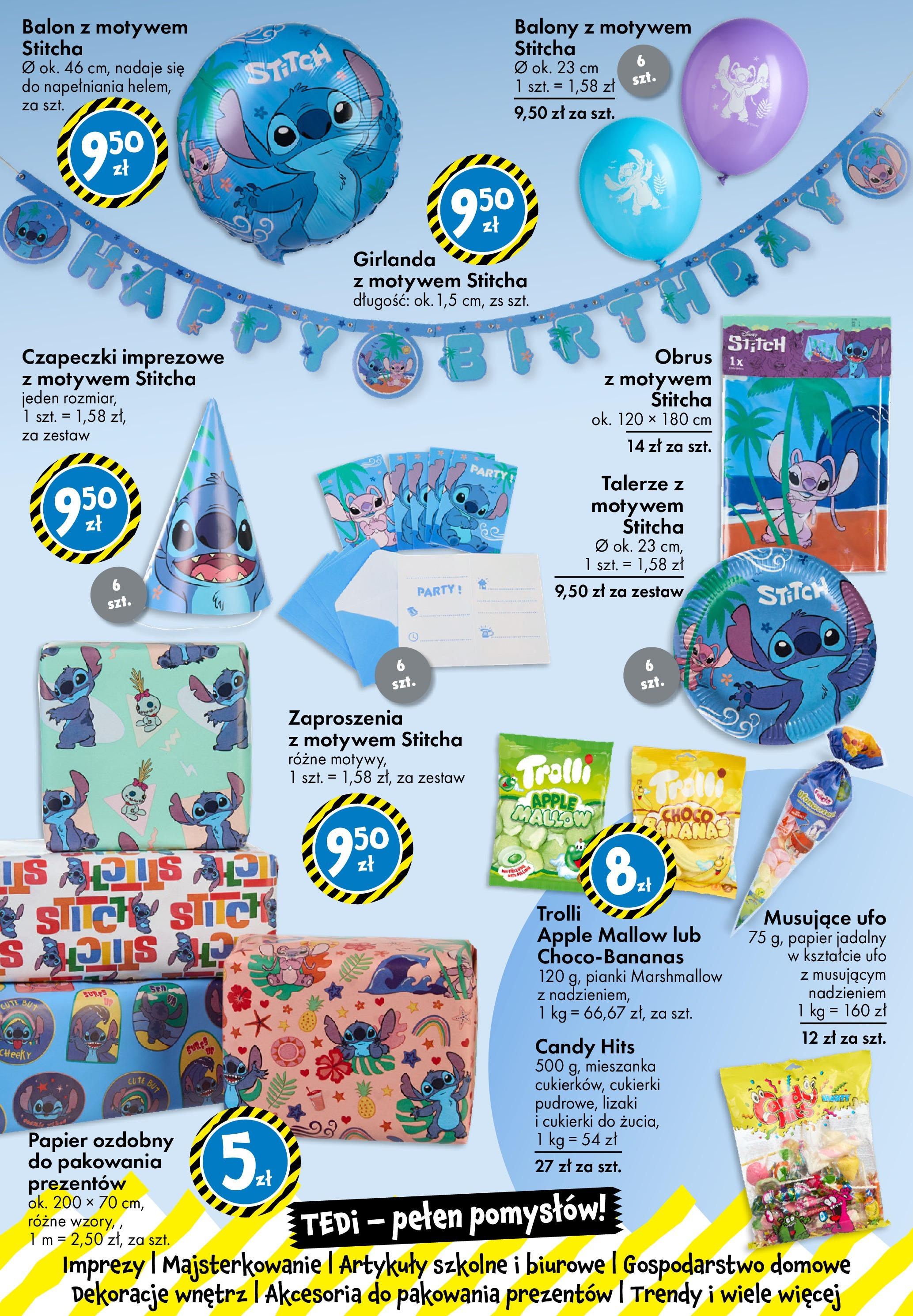 TEDi Gazetka od (13.06.2025 - 21.06.2025) | Strona: 9 | Produkty: Talerze, Pianki marshmallow, Cukierki, Artykuły szkolne