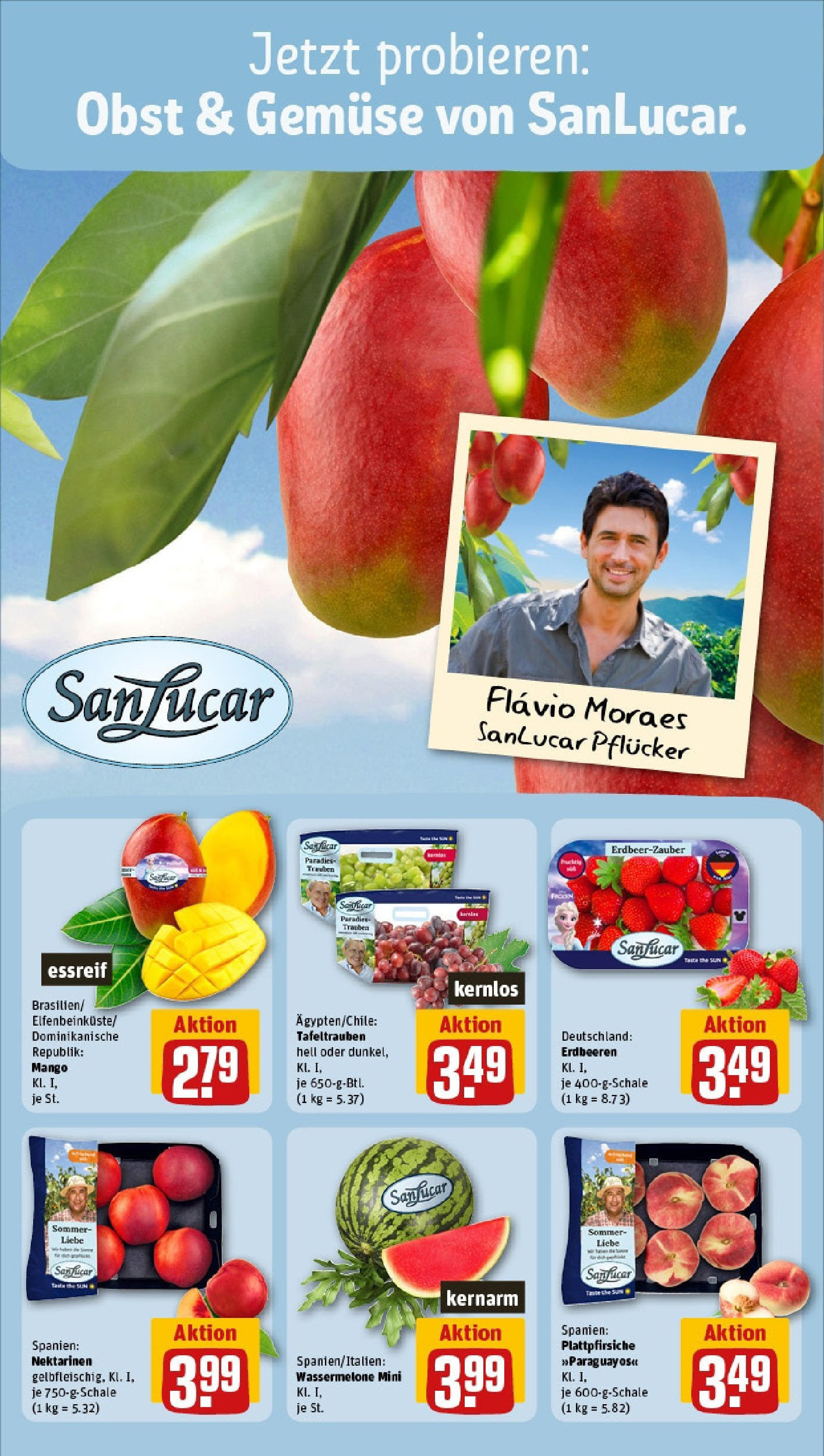 REWE Prospekt ab 15.06.2025 zum Blättern » Angebote | Seite: 8 | Produkte: Nektarinen, Gemüse, Mango, Erdbeeren