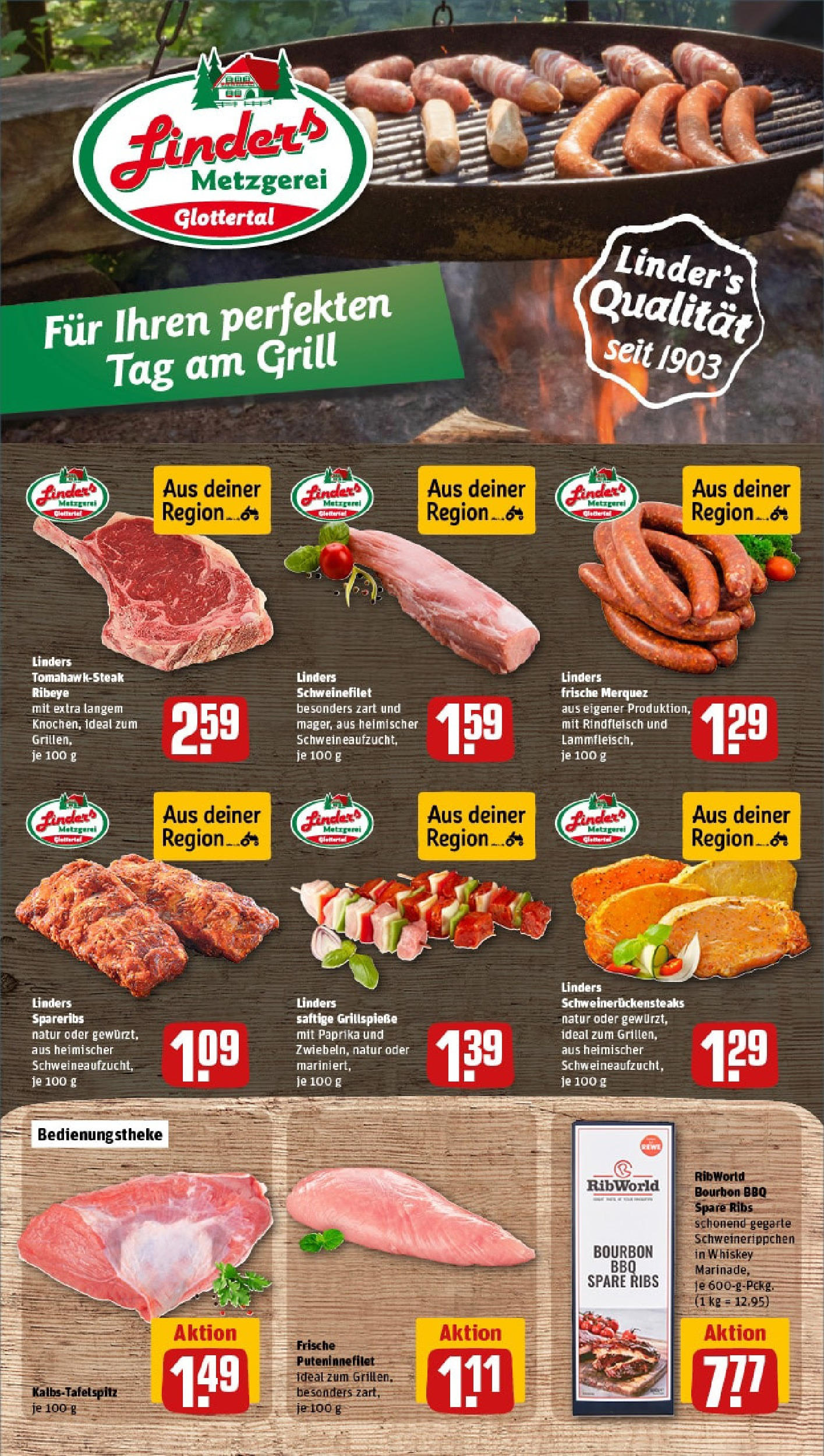 REWE Prospekt ab 15.06.2025 zum Blättern » Angebote | Seite: 10 | Produkte: Grill, Spare ribs, Paprika, Bourbon