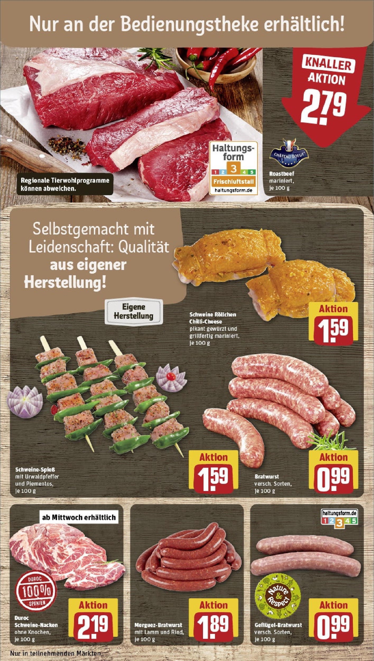 REWE Prospekt ab 15.06.2025 zum Blättern » Angebote | Seite: 10 | Produkte: Bratwurst, Schweinenacken, Roastbeef