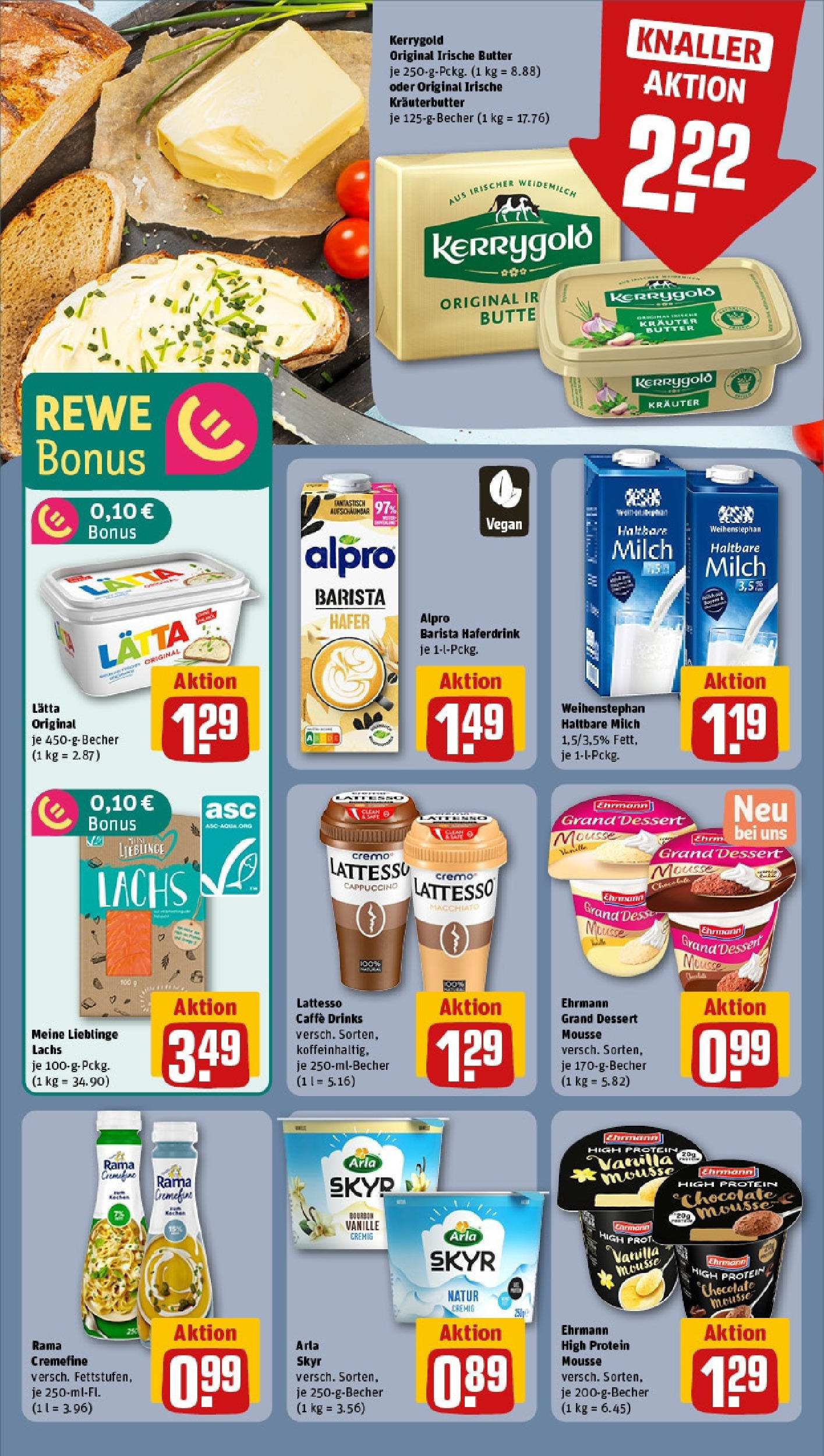 REWE Prospekt ab 15.06.2025 zum Blättern » Angebote | Seite: 13 | Produkte: Haltbare milch, Kräuterbutter, Skyr, Lätta