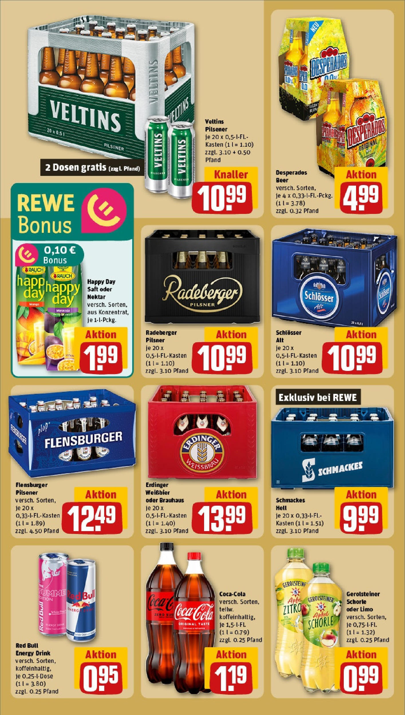 REWE Prospekt ab 15.06.2025 zum Blättern » Angebote | Seite: 16 | Produkte: Red bull, Erdinger, Cola, Desperados