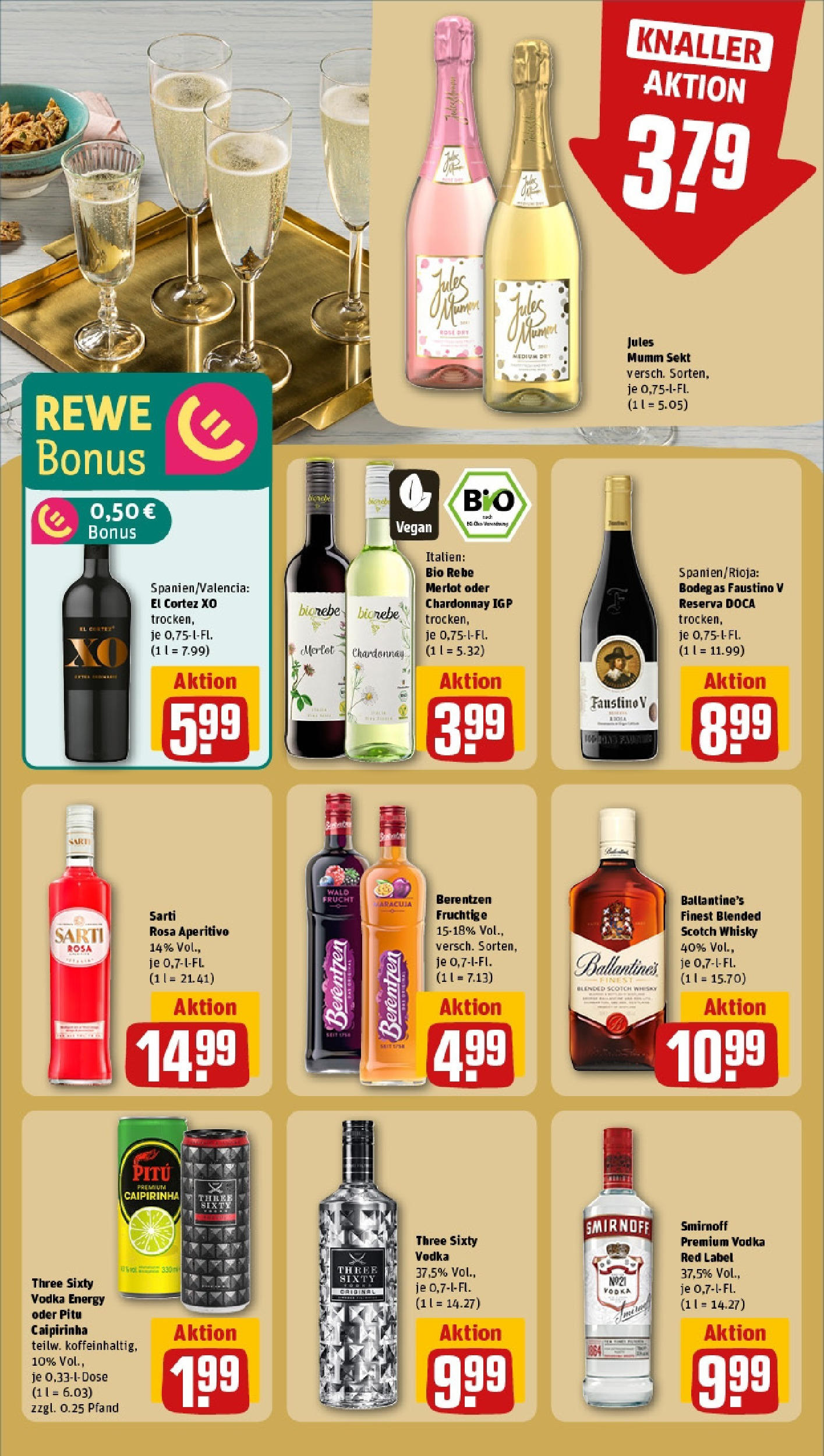 REWE Prospekt ab 15.06.2025 zum Blättern » Angebote | Seite: 17 | Produkte: Whisky, Mumm sekt, Smirnoff, Berentzen