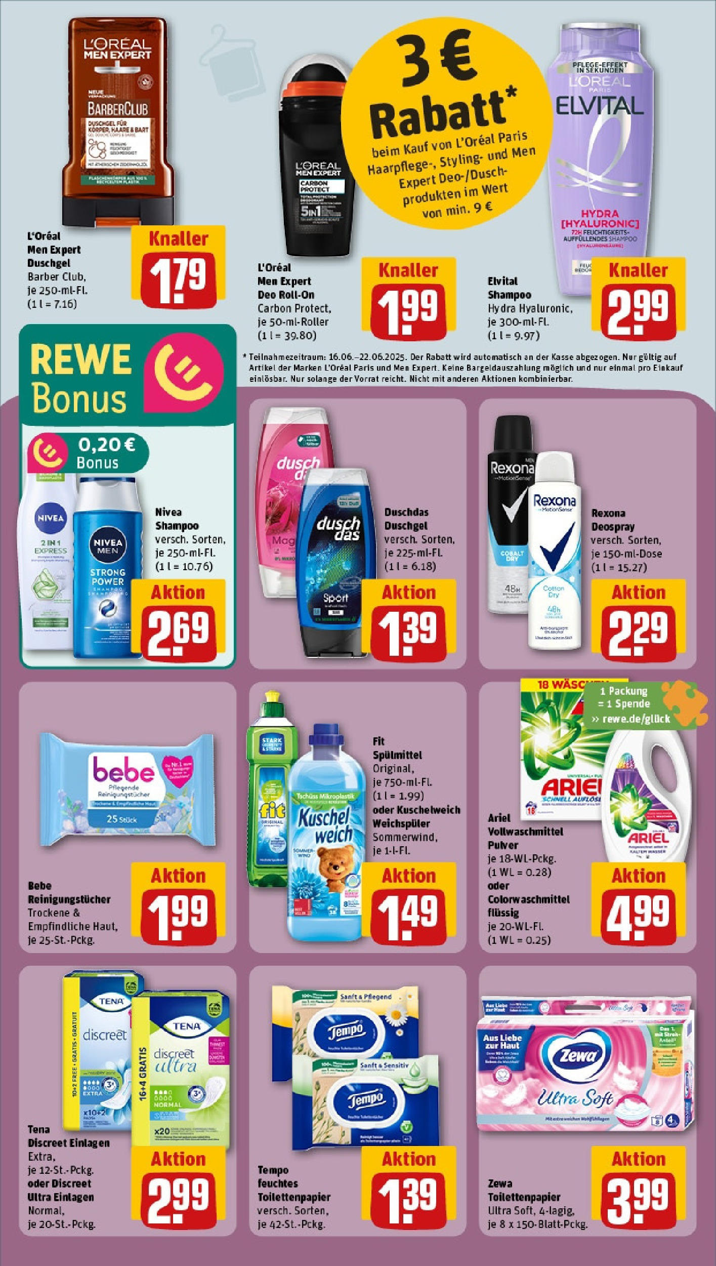 REWE Prospekt ab 15.06.2025 zum Blättern » Angebote | Seite: 24 | Produkte: Ariel, Duschdas, Tempo, Toilettenpapier