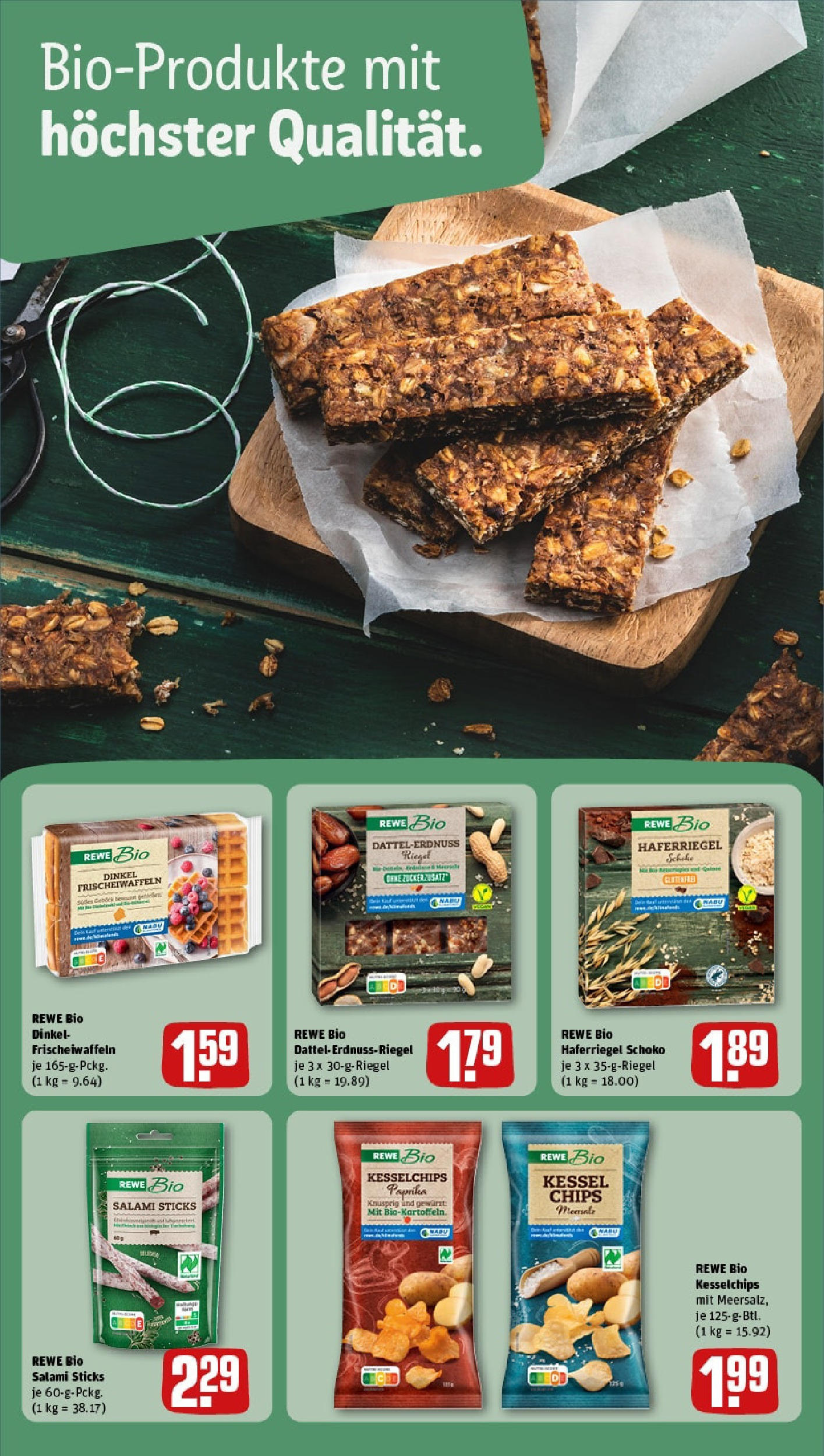 REWE Prospekt ab 15.06.2025 zum Blättern » Angebote | Seite: 20 | Produkte: Paprika, Dattel, Salami, Chips