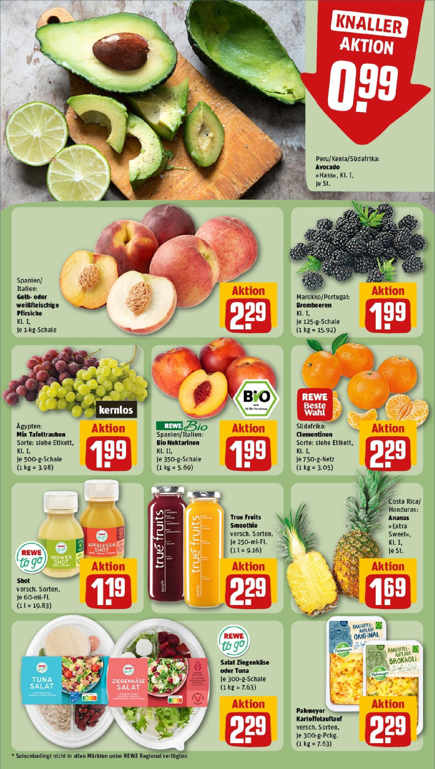 REWE Prospekt ab 15.06.2025 zum Blättern » Angebote | Seite: 6 | Produkte: Nektarinen, Ananas, Avocado, Salat