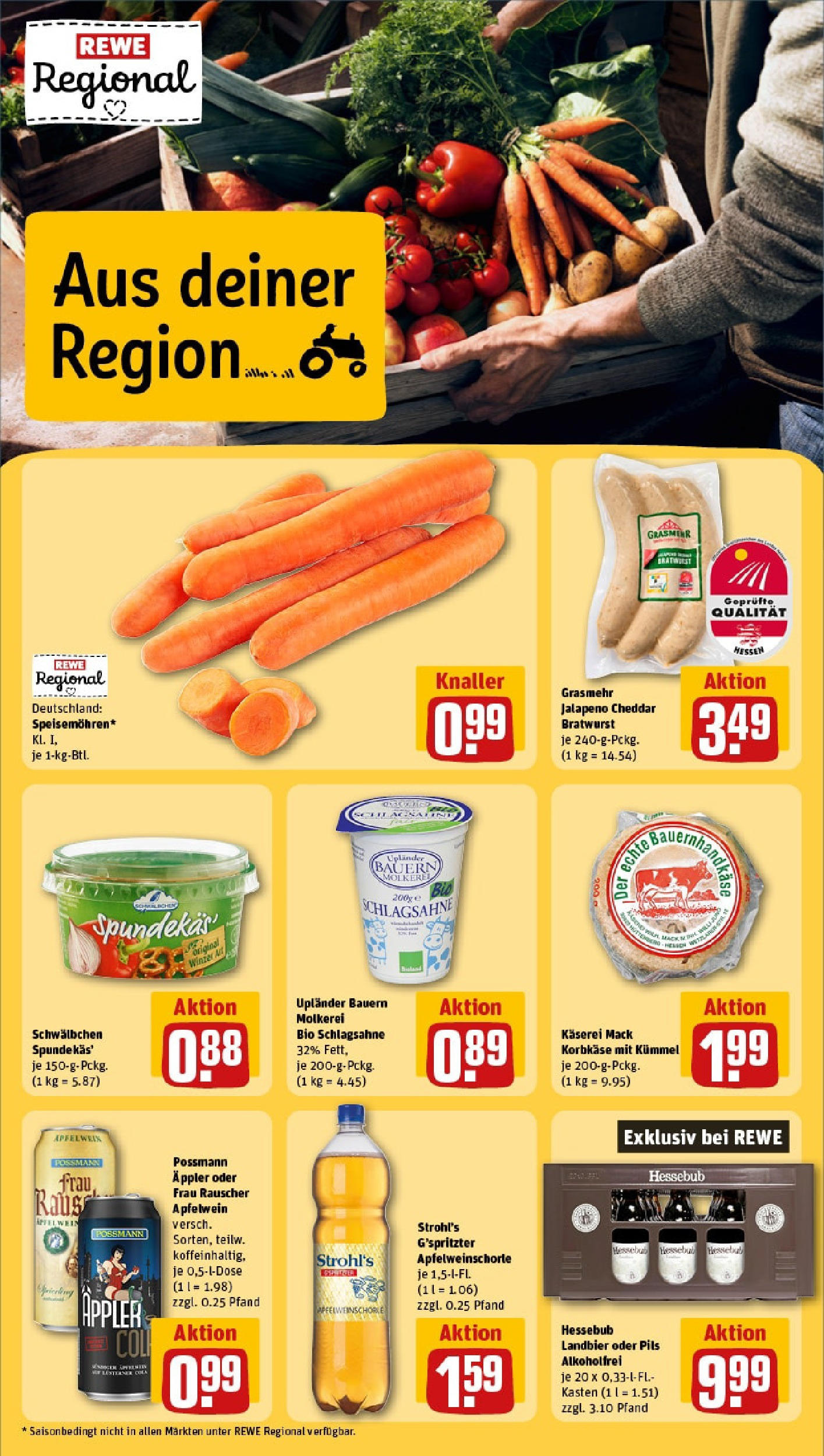 REWE Prospekt ab 15.06.2025 zum Blättern » Angebote | Seite: 13 | Produkte: Schlagsahne, Pils, Bratwurst, Apple