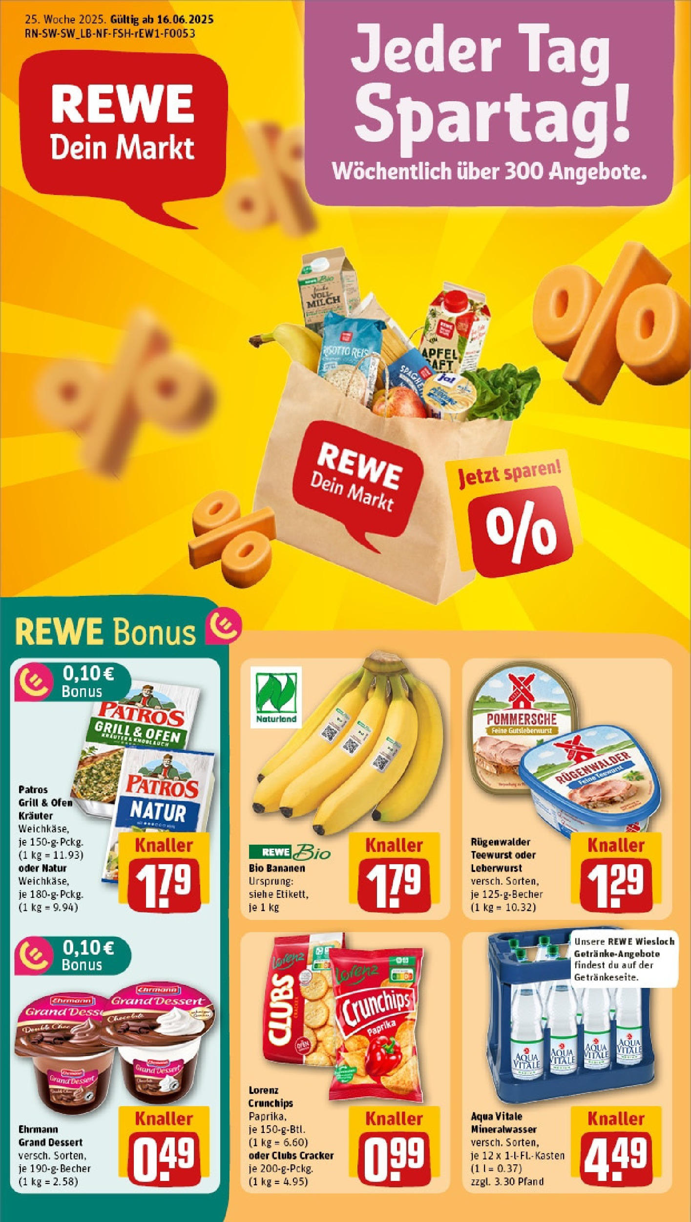 REWE Prospekt ab 15.06.2025 nächste Woche - Prospekt Wiesloch Vorschau von dem Prospekt des Geschäftes Rewe, gültig ab dem 15.06.2025