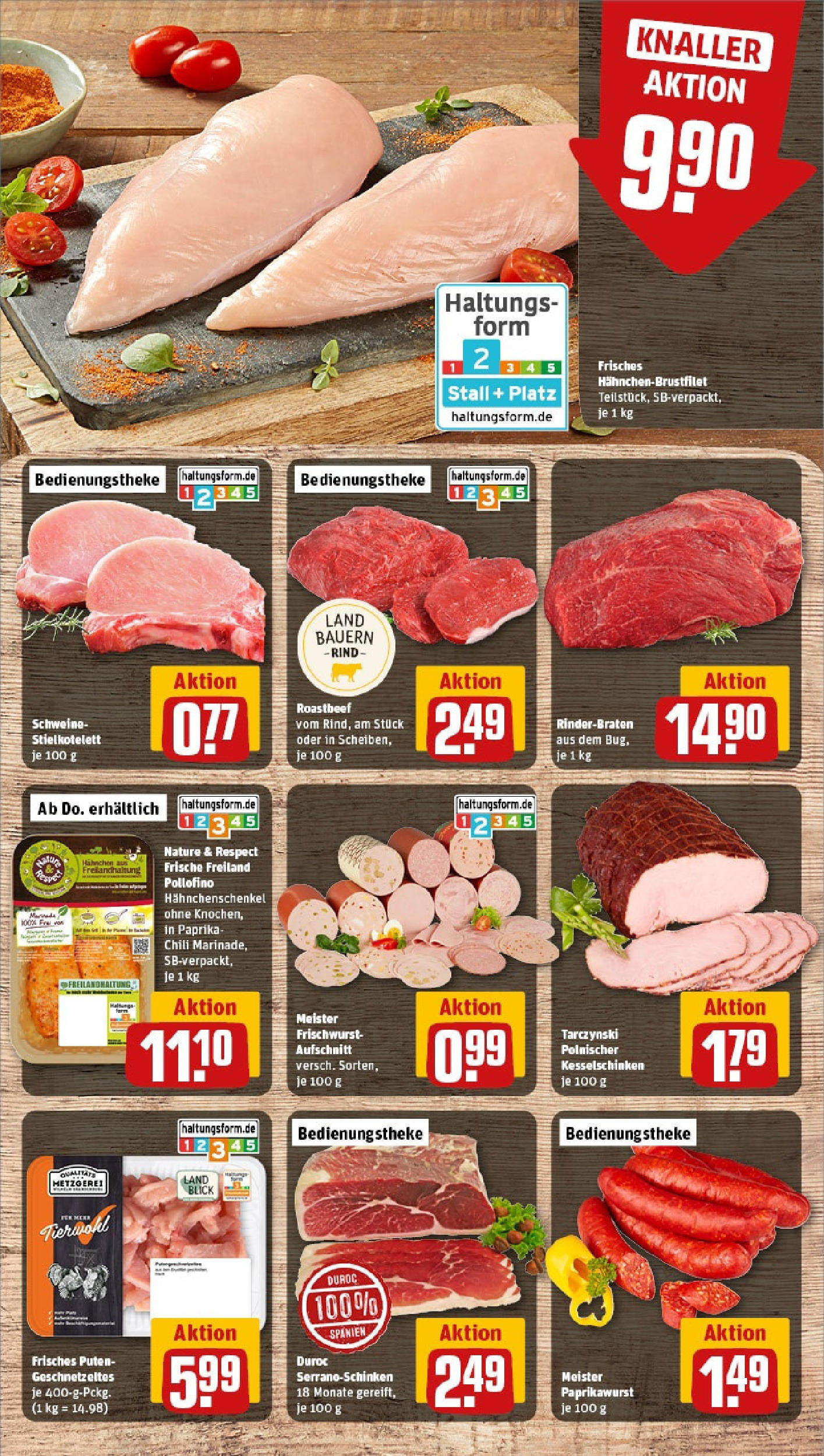 REWE Prospekt ab 15.06.2025 zum Blättern » Angebote | Seite: 10 | Produkte: Hahnchen, Hahnchenschenkel, Roastbeef, Chili