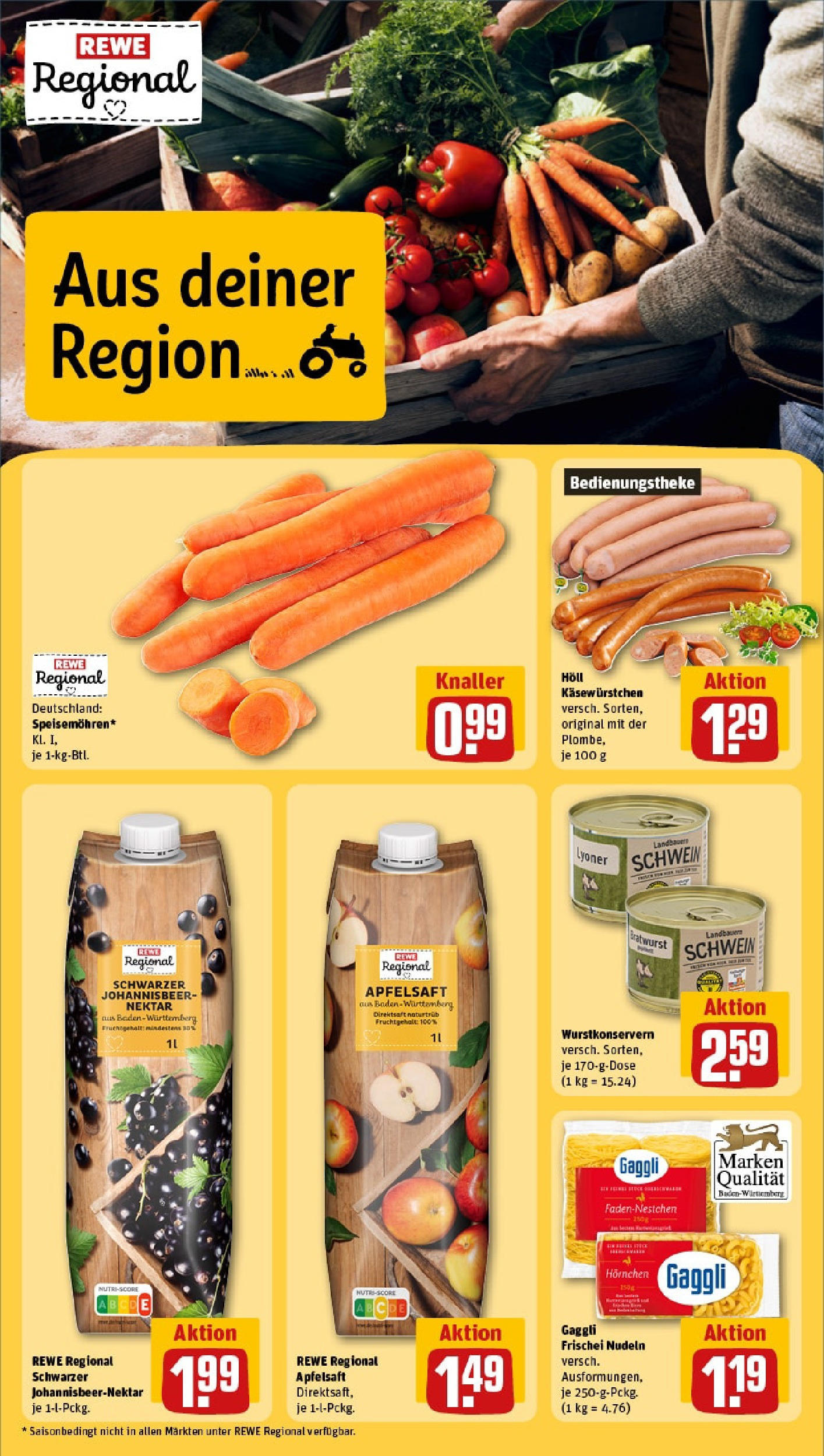 REWE Prospekt ab 15.06.2025 zum Blättern » Angebote | Seite: 18 | Produkte: Bratwurst, Apfelsaft, Apple, Nudeln