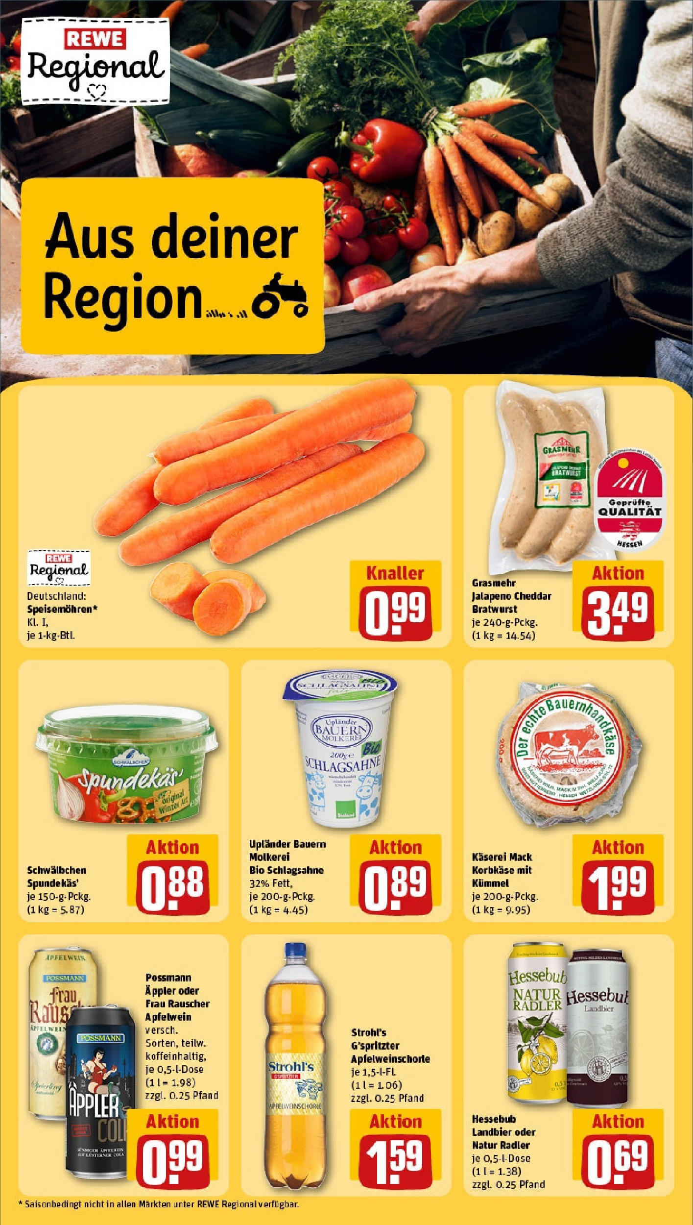 REWE Prospekt ab 15.06.2025 zum Blättern » Angebote | Seite: 16 | Produkte: Schlagsahne, Bratwurst, Apple, Radler