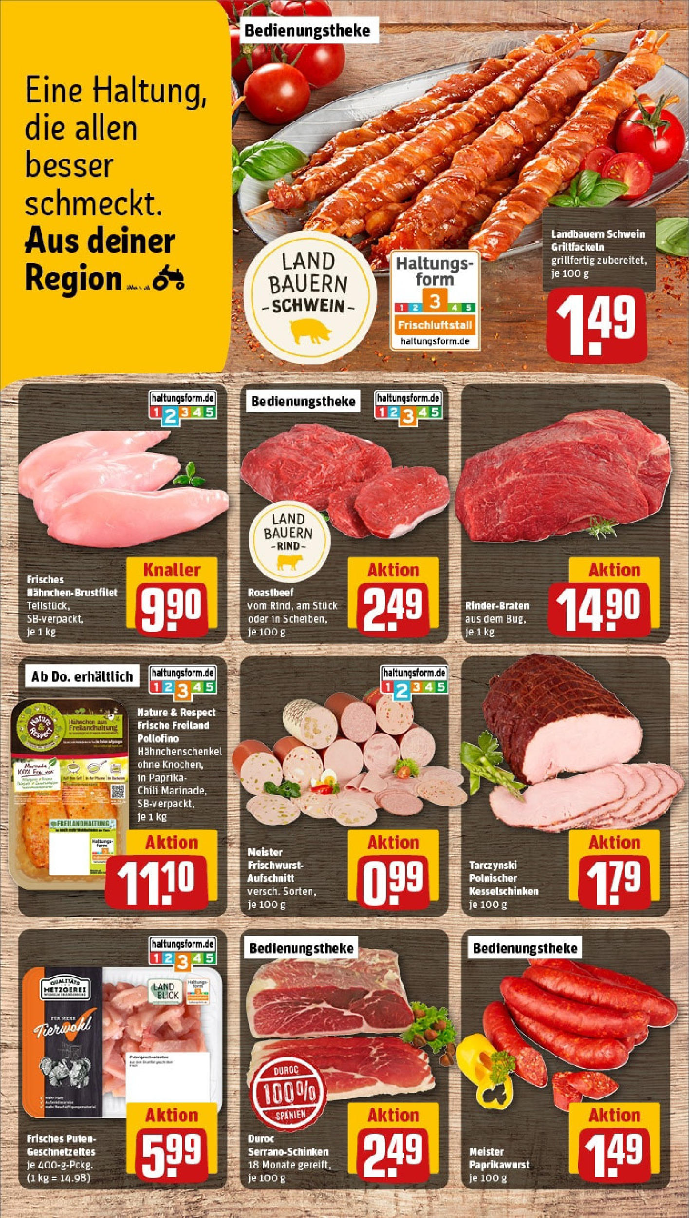 REWE Prospekt ab 15.06.2025 zum Blättern » Angebote | Seite: 10 | Produkte: Rinderbraten, Hahnchen, Hahnchenschenkel, Roastbeef