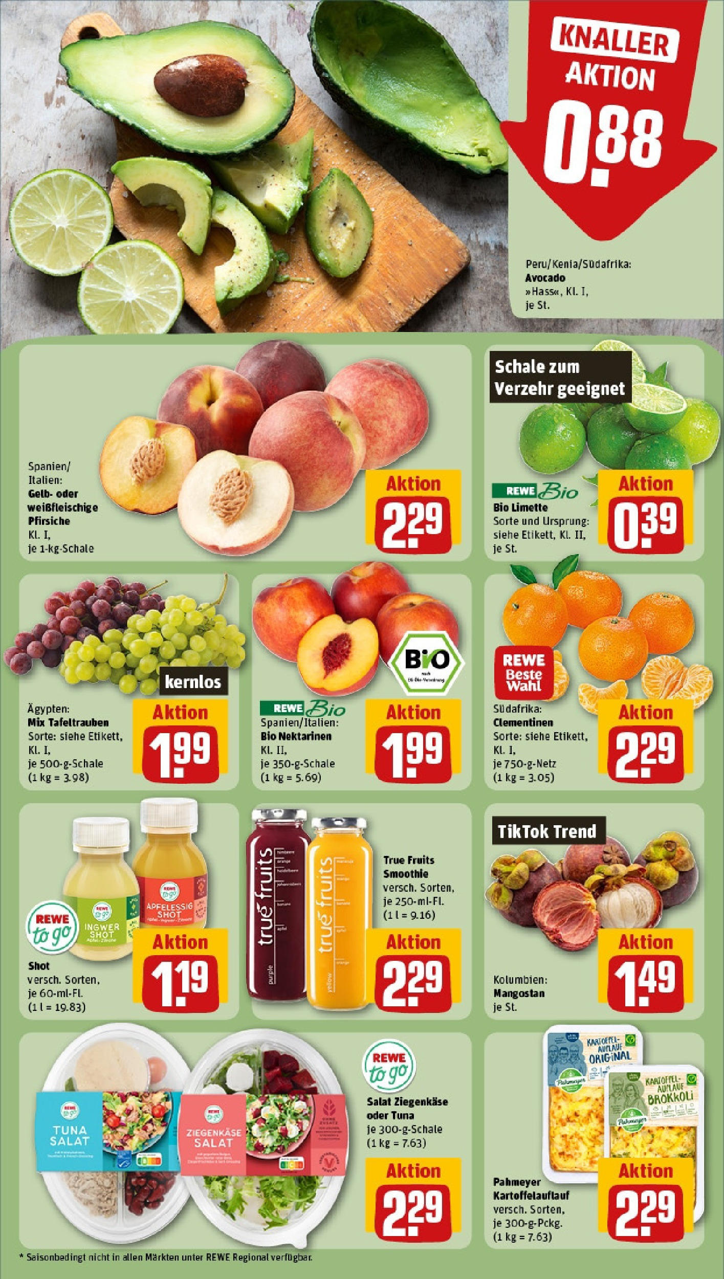 REWE Prospekt ab 15.06.2025 zum Blättern » Angebote | Seite: 4 | Produkte: Nektarinen, Avocado, Limette, Salat