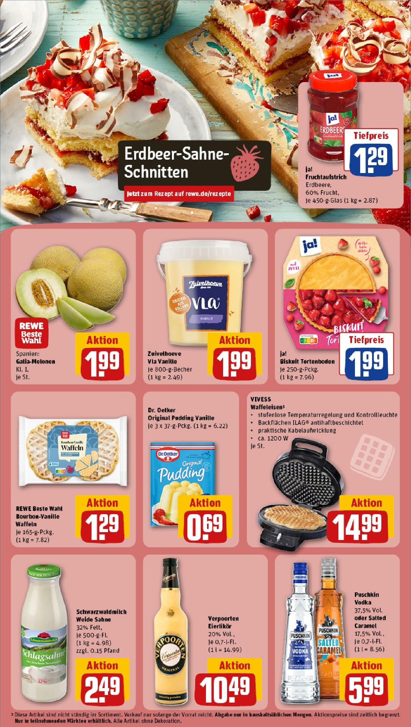 REWE Prospekt ab 15.06.2025 zum Blättern » Angebote | Seite: 17 | Produkte: Milch, Pudding, Waffeln, Vodka
