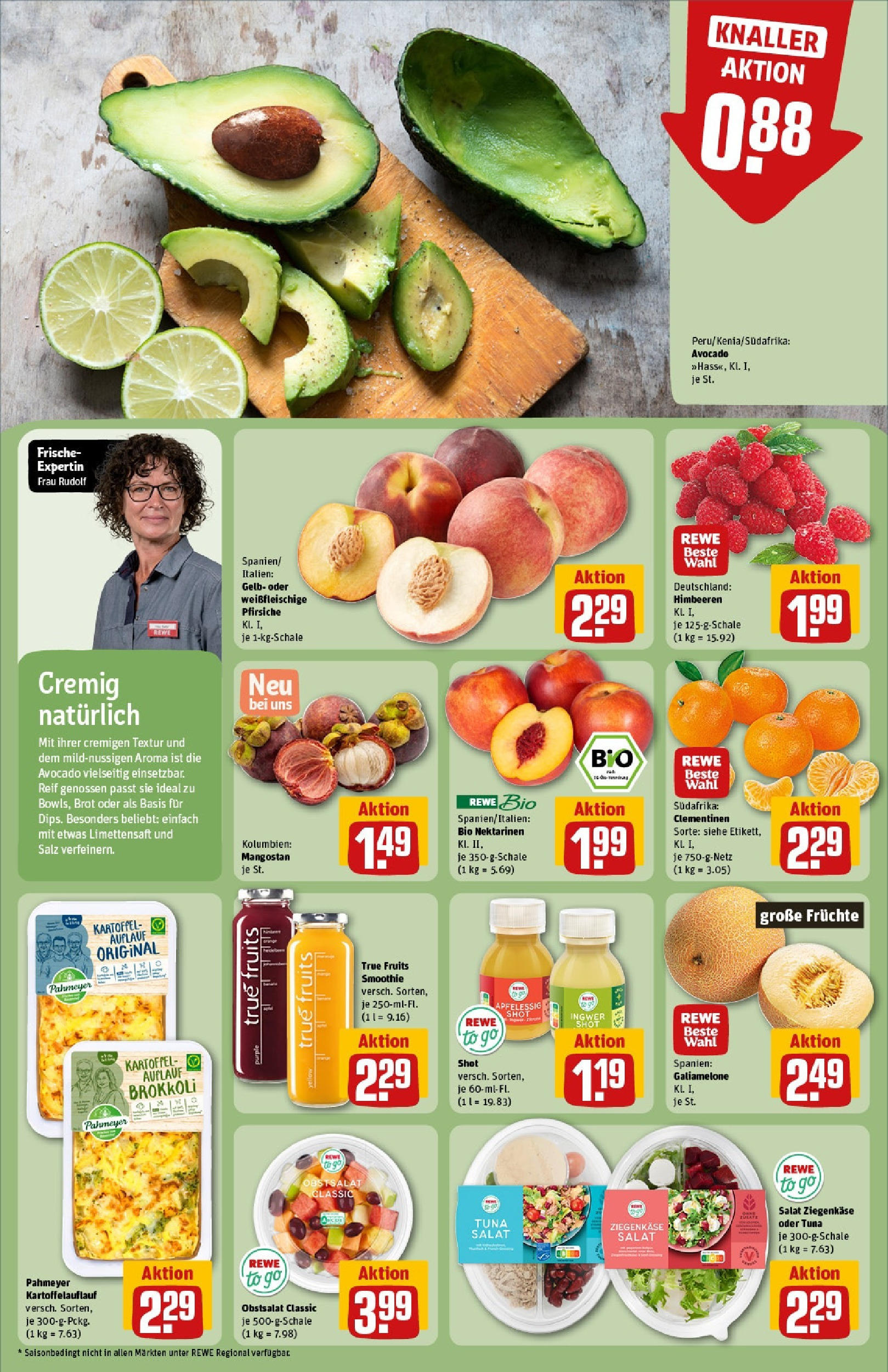 REWE Prospekt ab 15.06.2025 zum Blättern » Angebote | Seite: 6 | Produkte: Nektarinen, Ziegenkäse, Avocado, Salat