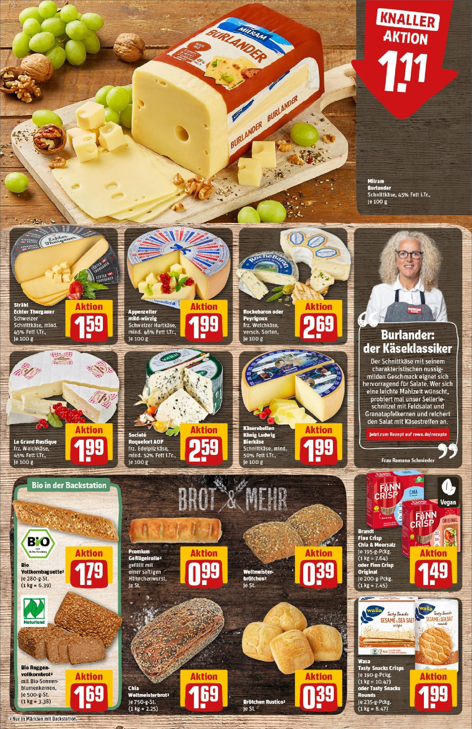 REWE Prospekt ab 15.06.2025 zum Blättern » Angebote | Seite: 13 | Produkte: Baguette, Schnitzel, Milram, Brot