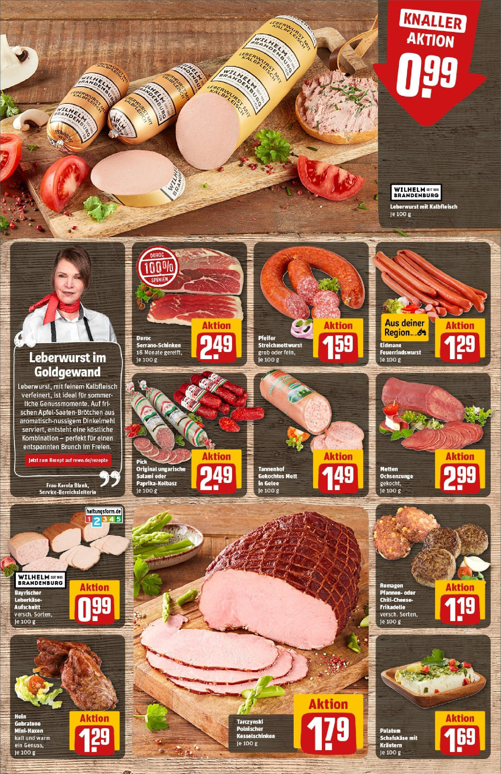 REWE Prospekt ab 15.06.2025 zum Blättern » Angebote | Seite: 10 | Produkte: Wurst, Salami, Schafskase, Leberkase