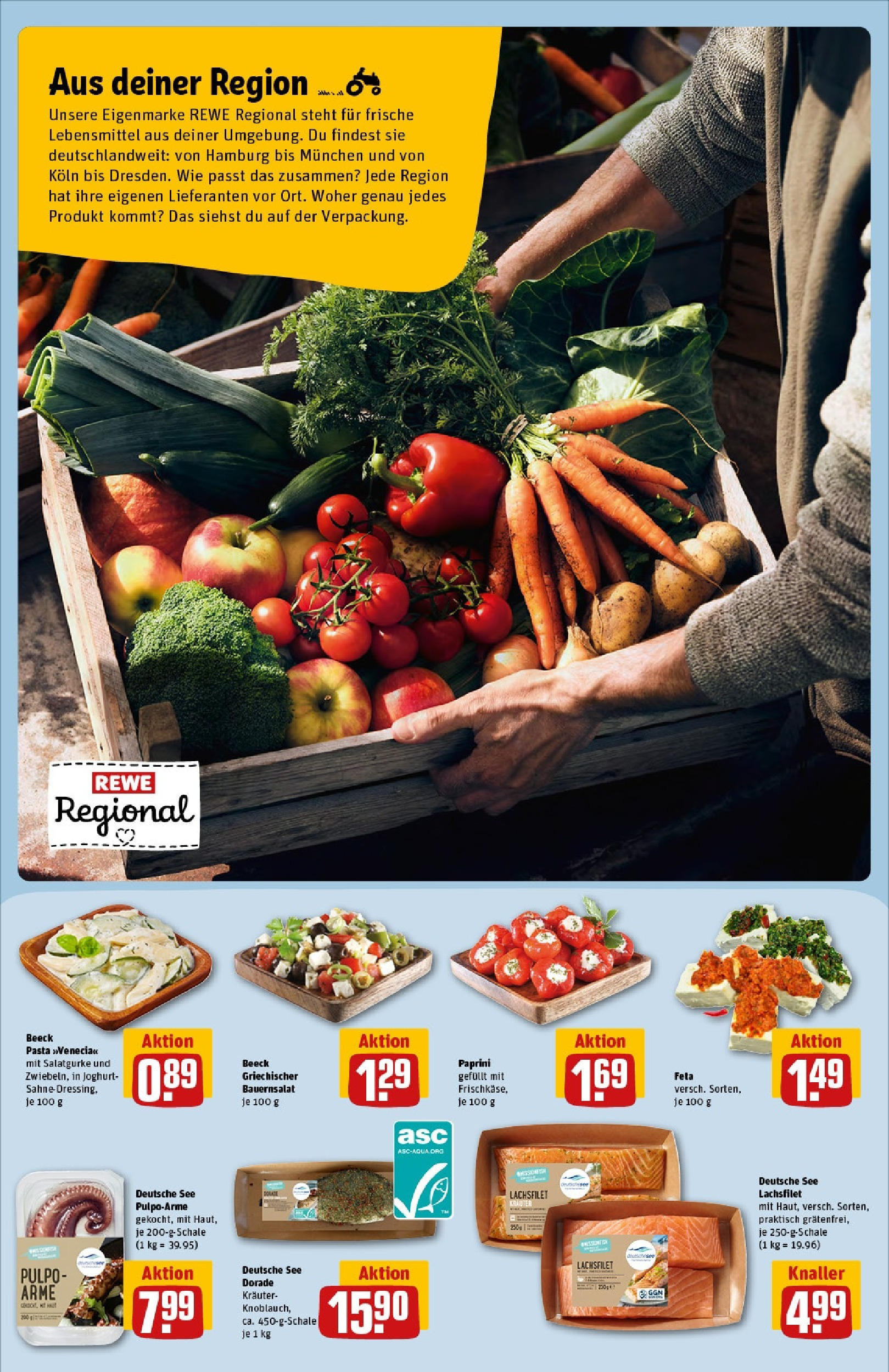 REWE Prospekt ab 15.06.2025 zum Blättern » Angebote | Seite: 14 | Produkte: Dorade, Feta, Joghurt, Sahne