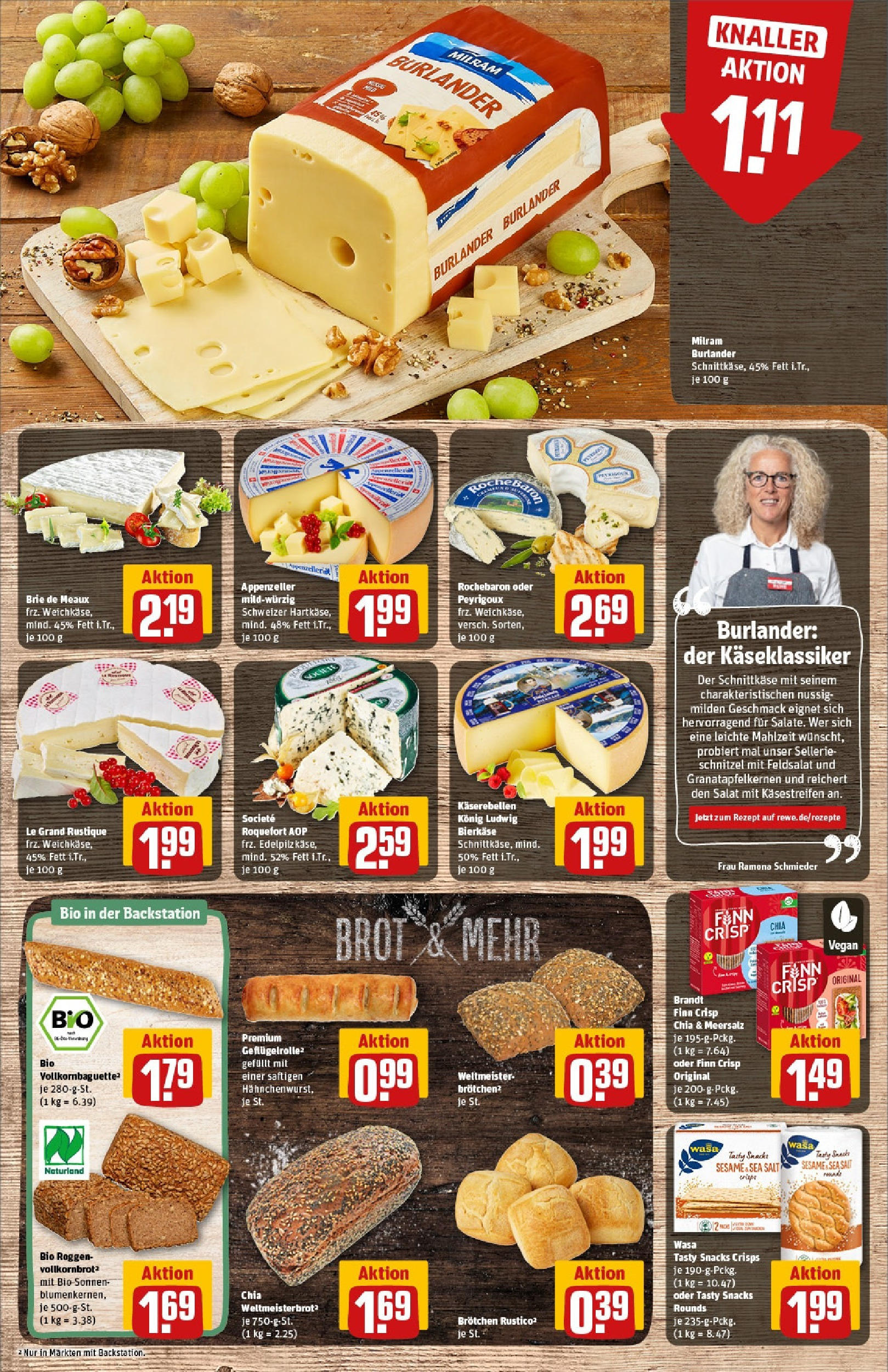 REWE Prospekt ab 15.06.2025 zum Blättern » Angebote | Seite: 11 | Produkte: Vollkornbrot, Schnitzel, Milram, Brot