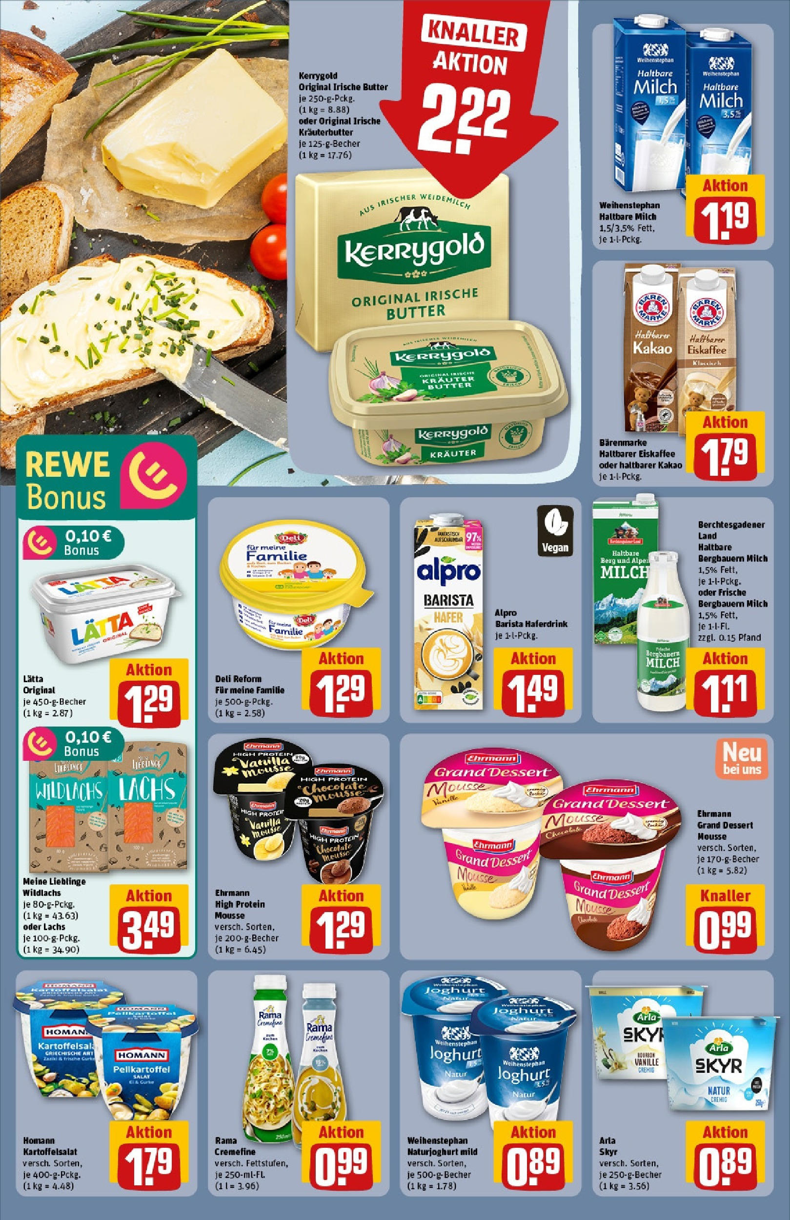 REWE Prospekt ab 15.06.2025 zum Blättern » Angebote | Seite: 16 | Produkte: Margarine, Haltbare milch, Salat, Deli reform