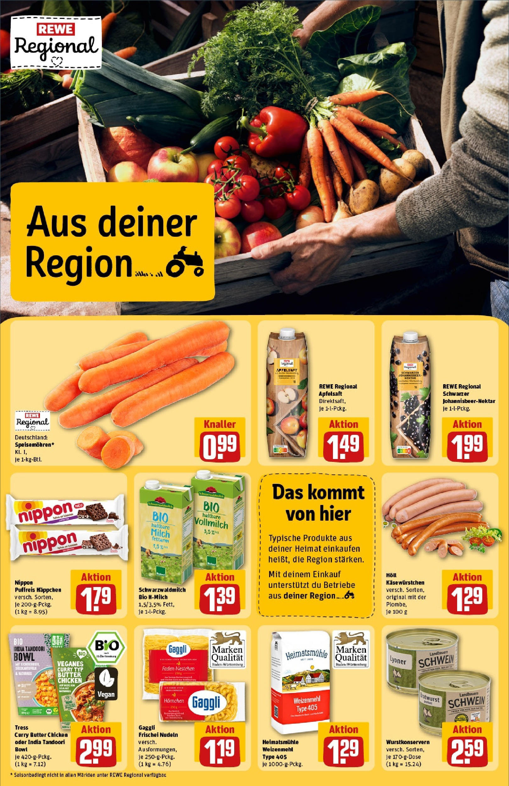 REWE Prospekt ab 15.06.2025 zum Blättern » Angebote | Seite: 22 | Produkte: Milch, Bratwurst, Weizenmehl, Apfelsaft