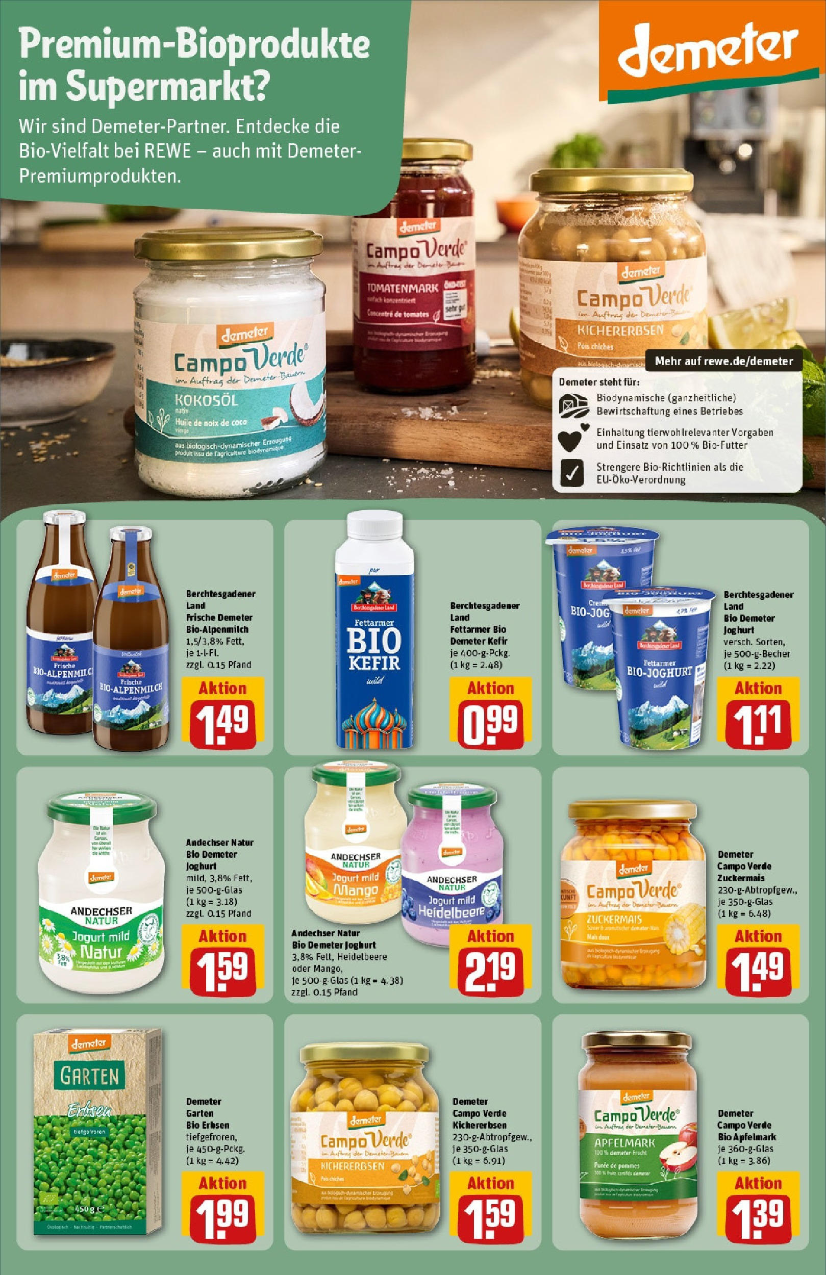 REWE Prospekt ab 15.06.2025 zum Blättern » Angebote | Seite: 23 | Produkte: Joghurt, Pommes, Mango, Erbsen