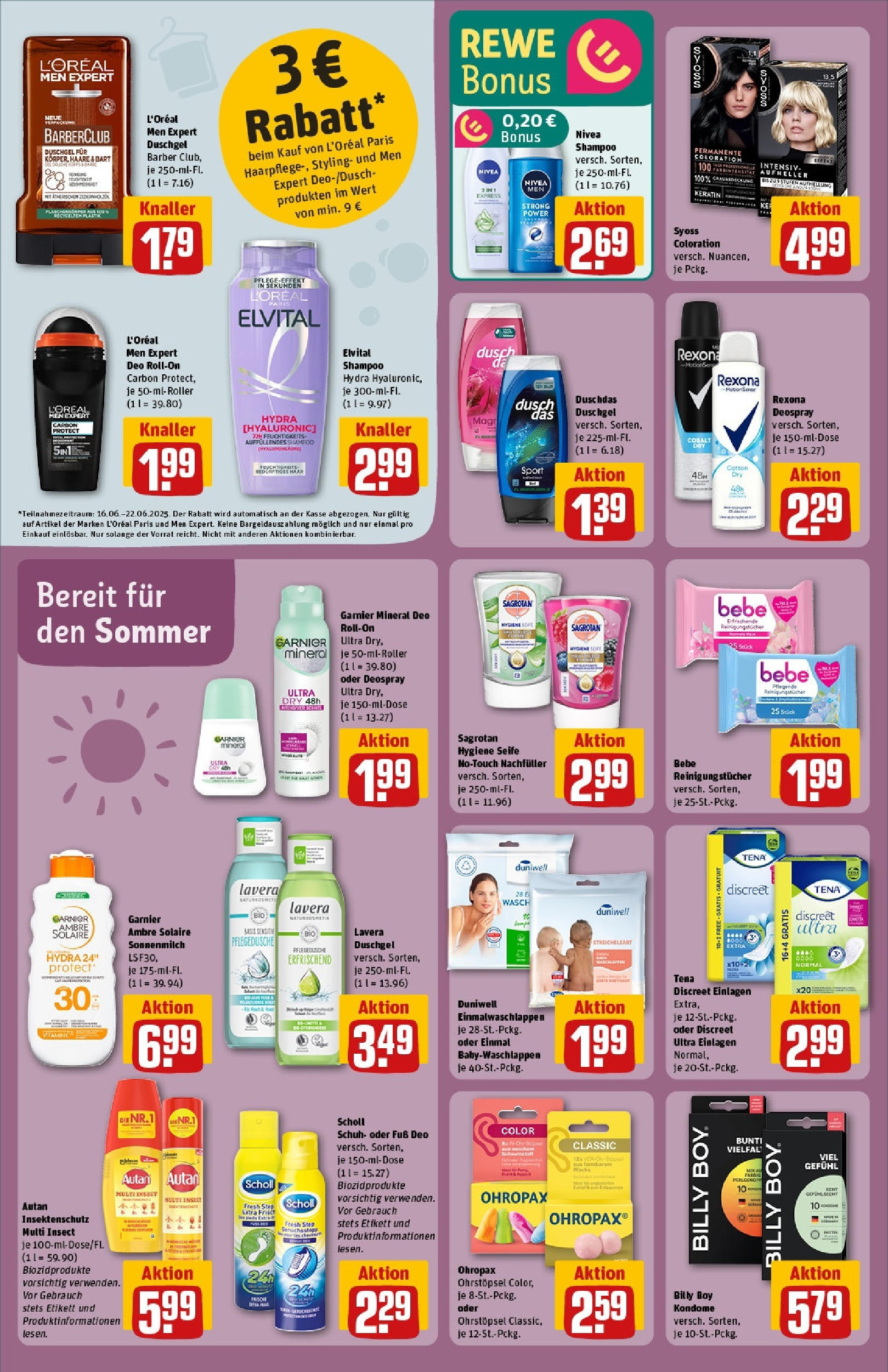 REWE Prospekt ab 15.06.2025 zum Blättern » Angebote | Seite: 28 | Produkte: Aufheller, Duschgel, Duschdas, Reinigungstücher