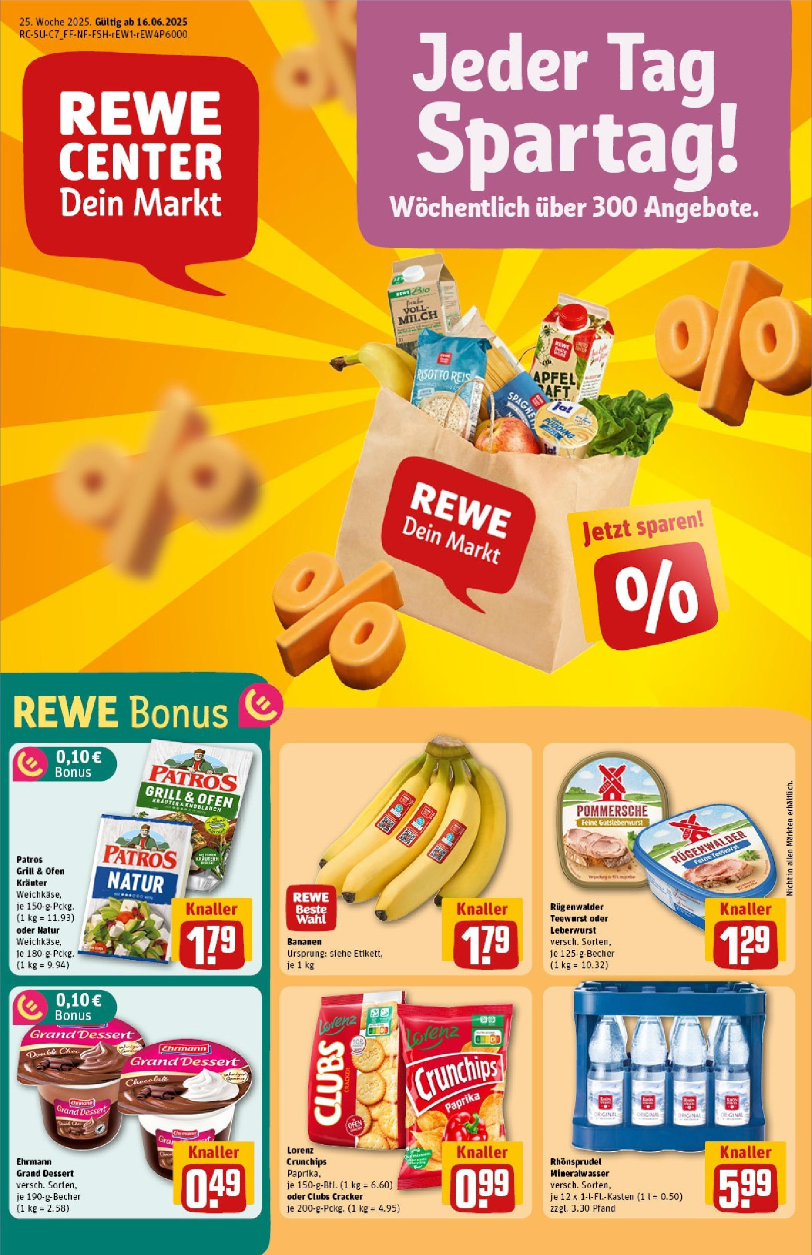 REWE Prospekt ab 15.06.2025 zum Blättern » Angebote | Seite: 1 | Produkte: Grill, Mineralwasser, Knoblauch, Rhonsprudel