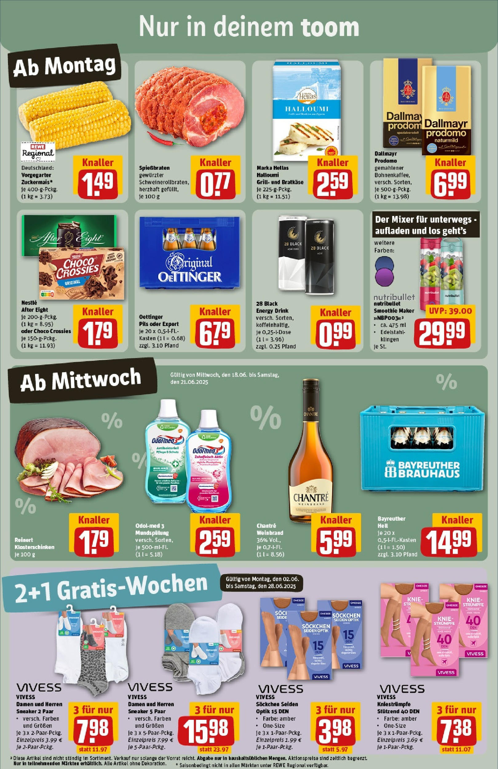 REWE Prospekt ab 15.06.2025 zum Blättern » Angebote | Seite: 3 | Produkte: Strümpfe, Mixer, Pils, Oettinger