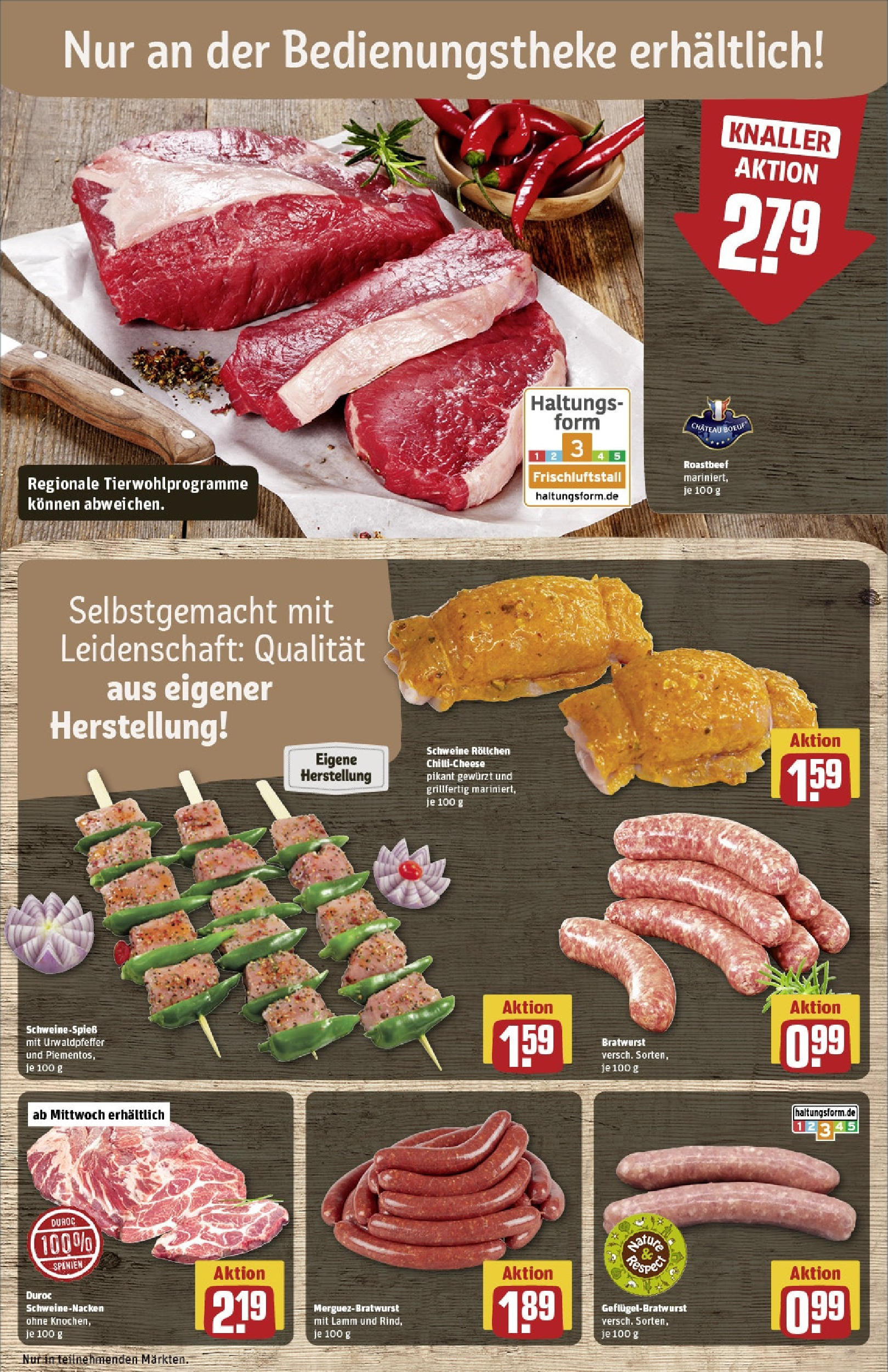 REWE Prospekt ab 15.06.2025 zum Blättern » Angebote | Seite: 10 | Produkte: Bratwurst, Schweinenacken, Roastbeef
