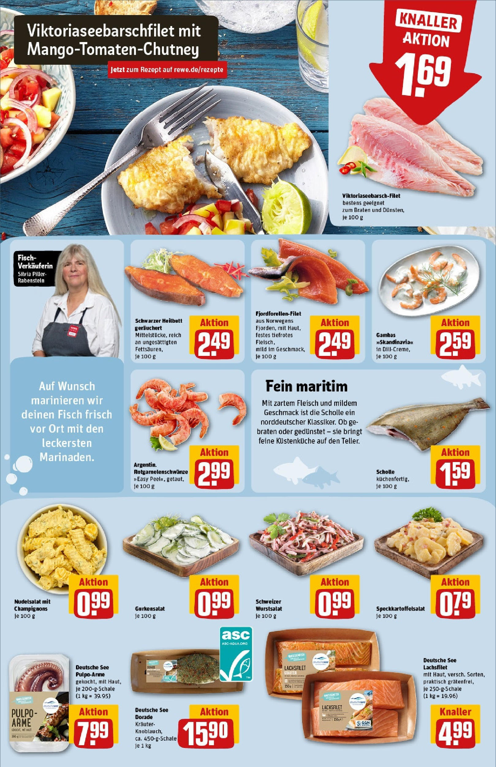 REWE Prospekt ab 15.06.2025 zum Blättern » Angebote | Seite: 14 | Produkte: Dorade, Fisch, Champignons, Fleisch