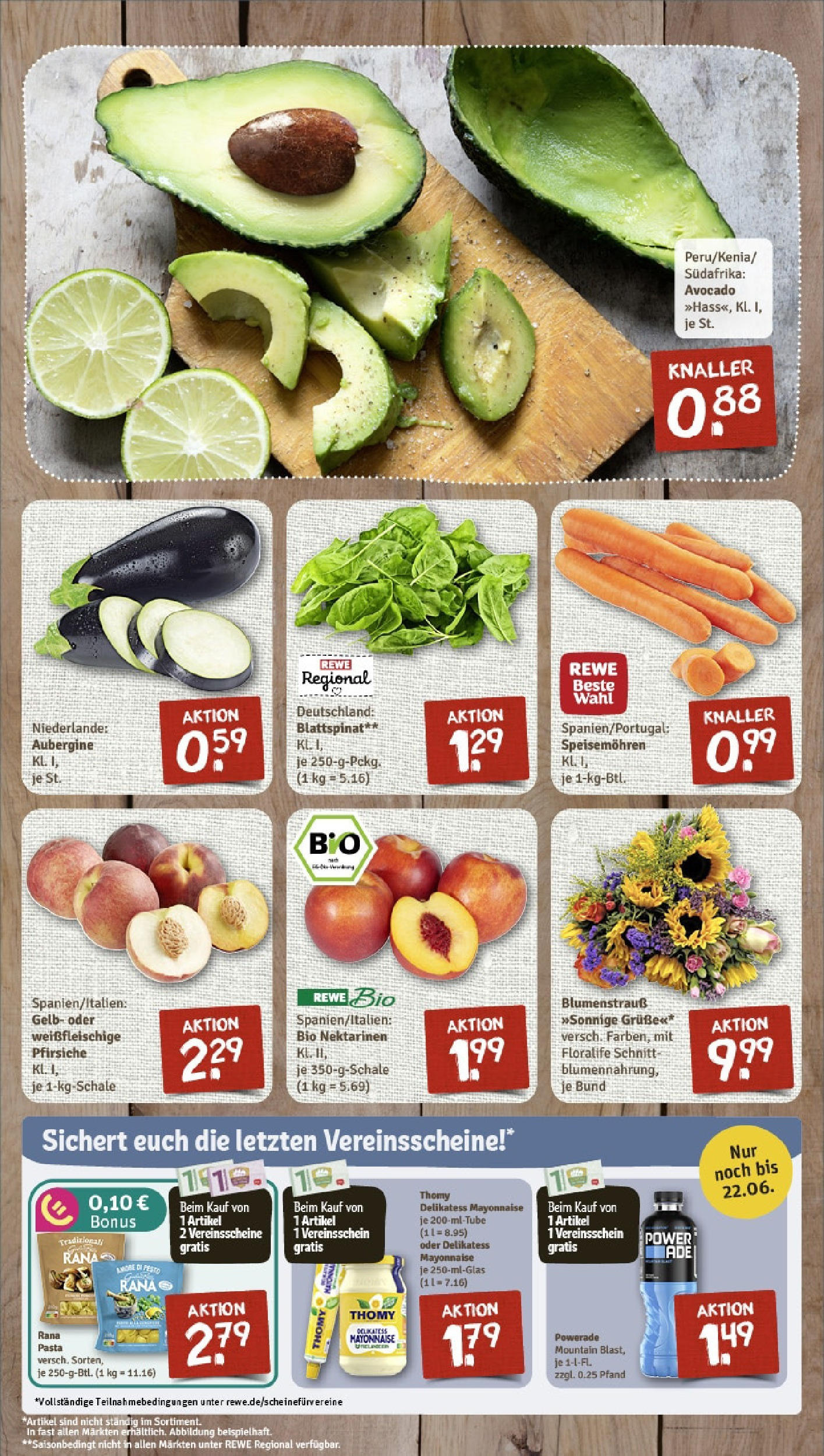 REWE Prospekt ab 15.06.2025 zum Blättern » Angebote | Seite: 3 | Produkte: Nektarinen, Avocado, Powerade, Aubergine