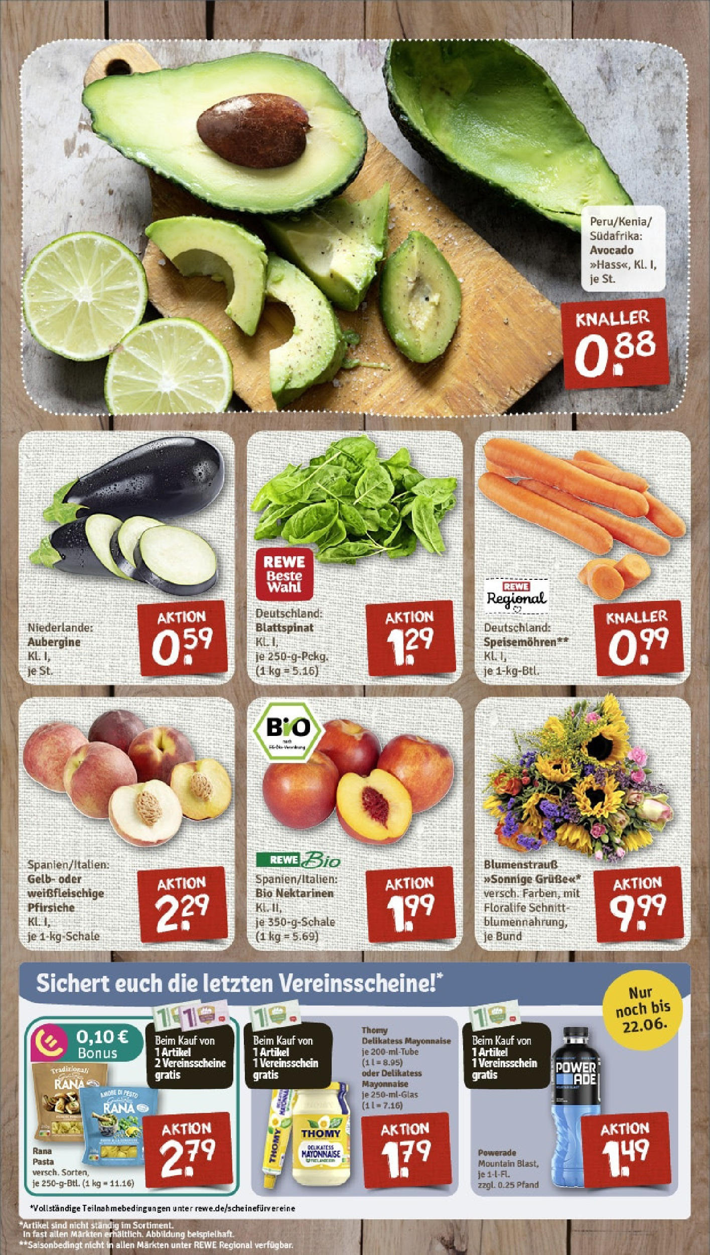 REWE Prospekt ab 15.06.2025 zum Blättern » Angebote | Seite: 3 | Produkte: Avocado, Mayonnaise, Powerade, Pasta