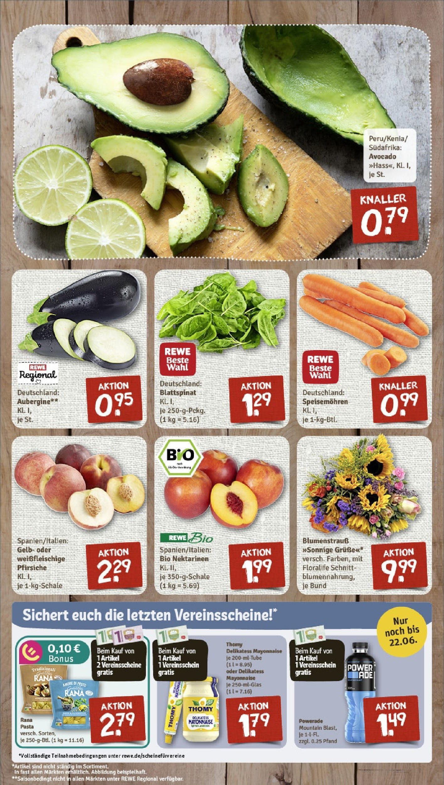 REWE Prospekt ab 15.06.2025 zum Blättern » Angebote | Seite: 3 | Produkte: Nektarinen, Mayonnaise, Powerade, Aubergine