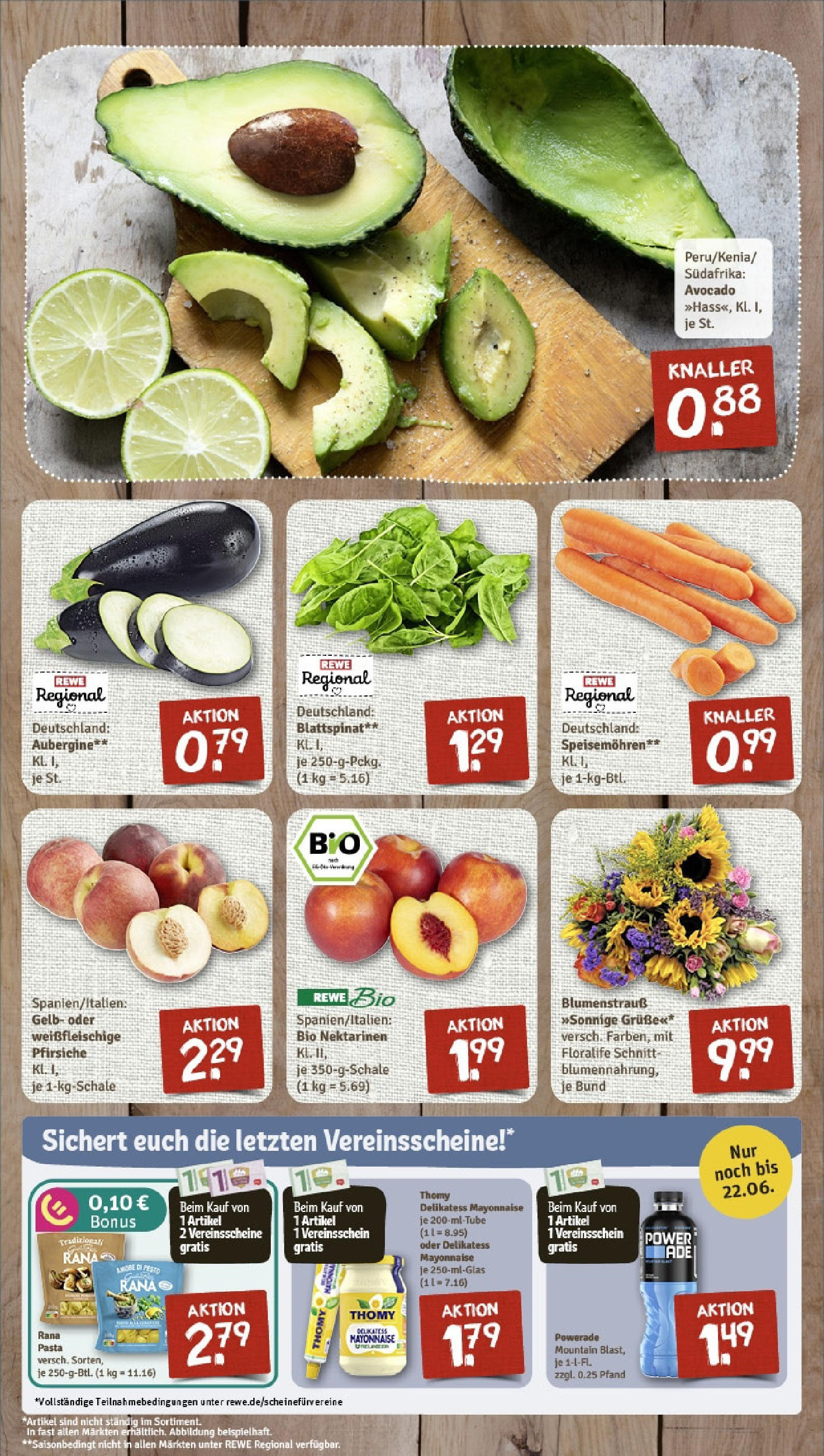 REWE Prospekt ab 15.06.2025 zum Blättern » Angebote | Seite: 3 | Produkte: Nektarinen, Avocado, Mayonnaise, Aubergine