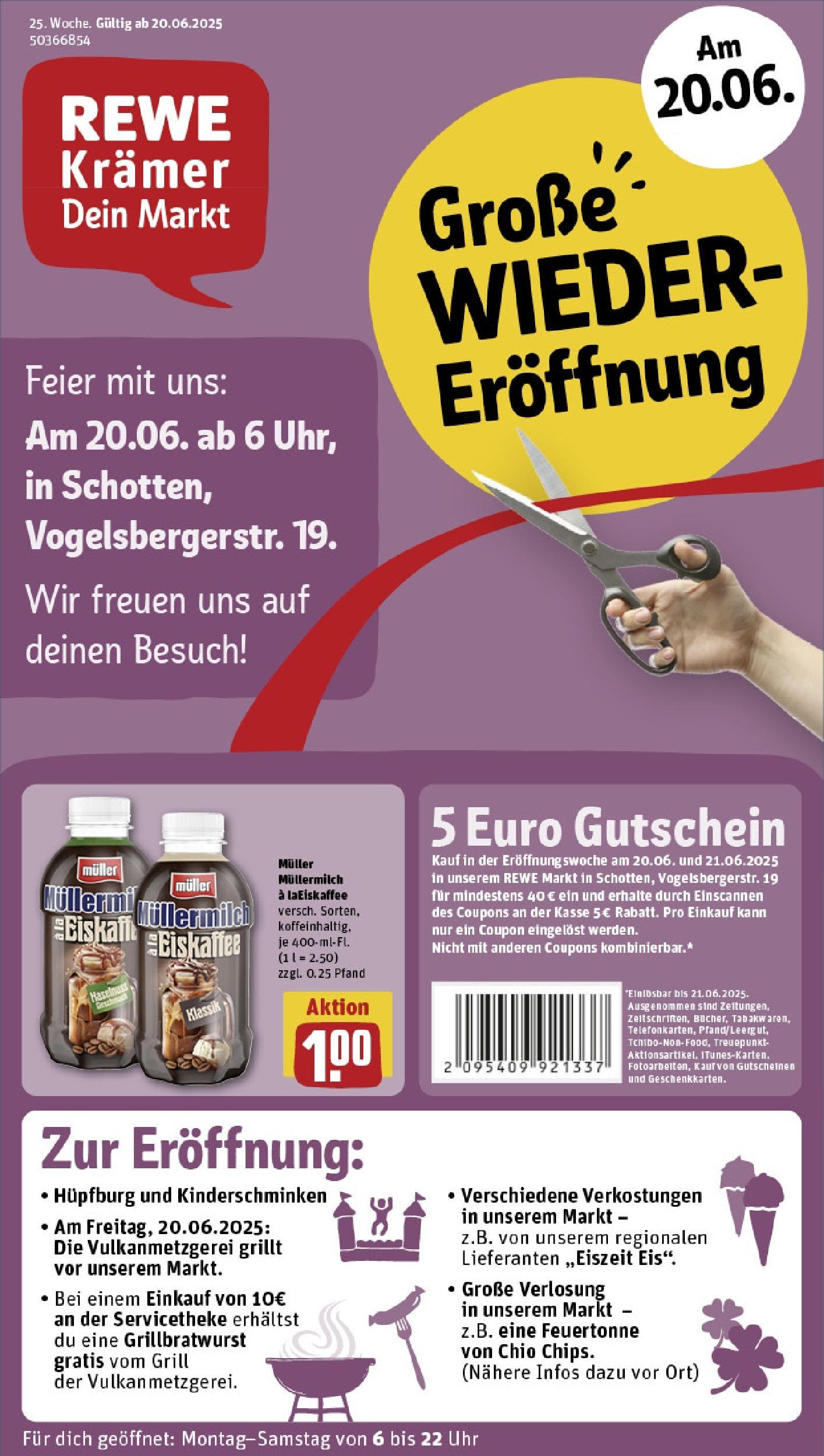 REWE Prospekt ab 15.06.2025 nächste Woche - Prospekt Schotten Vorschau von dem Prospekt des Geschäftes Rewe, gültig ab dem 15.06.2025