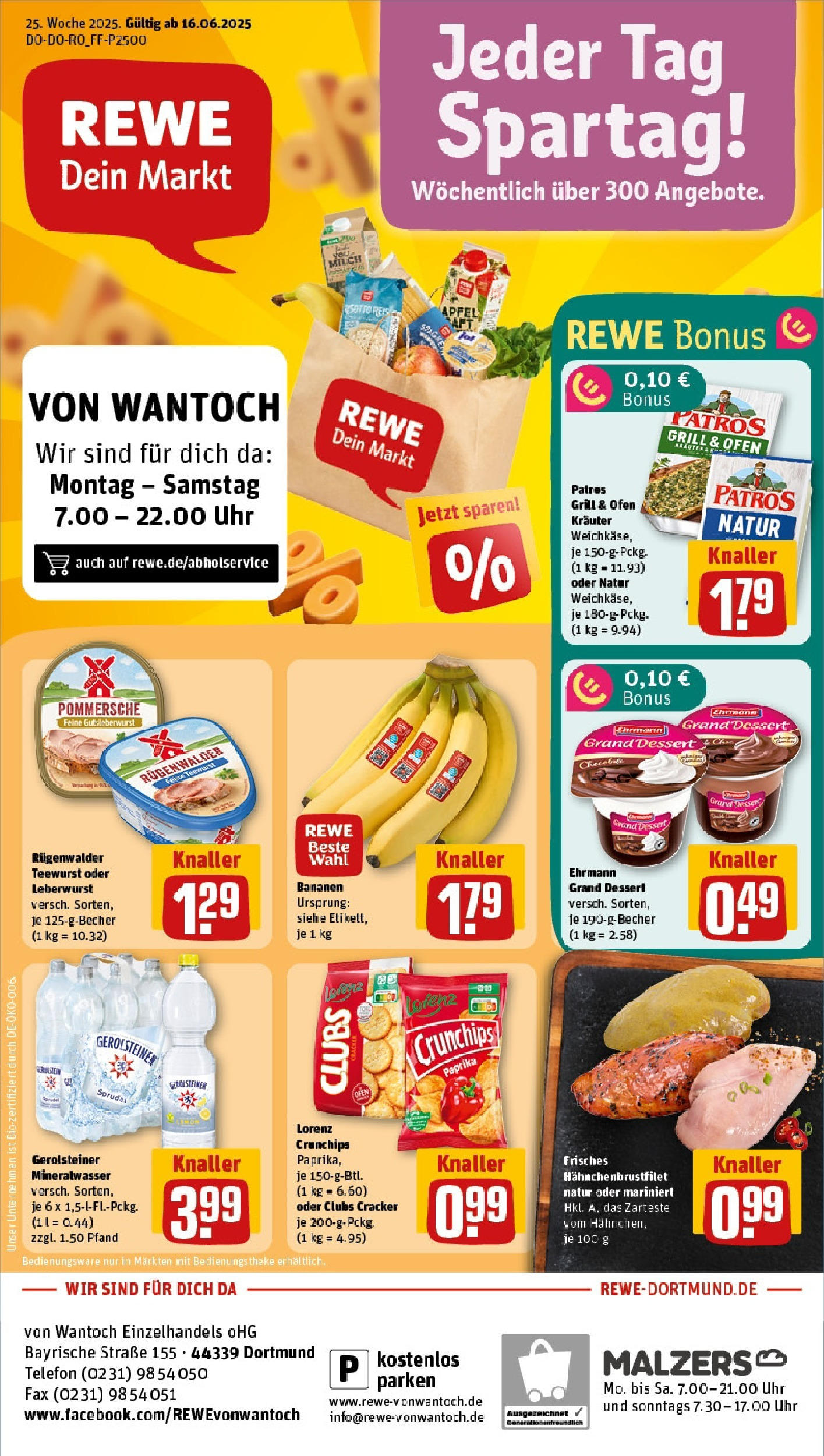 REWE Prospekt ab 15.06.2025 zum Blättern » Angebote | Seite: 1 | Produkte: Milch, Ehrmann grand dessert, Äpfel, Reis