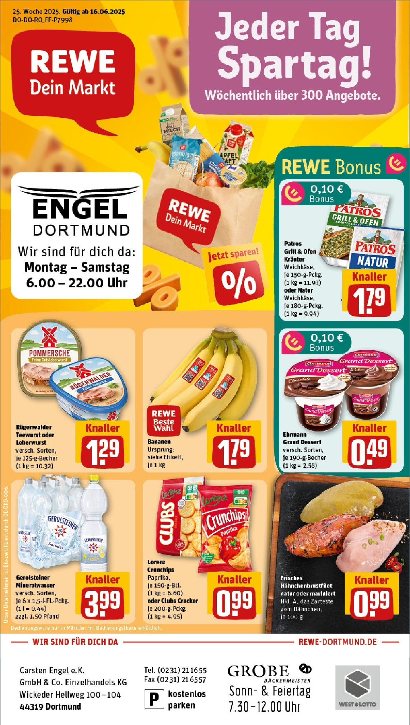 REWE Prospekt ab 16.06.2025 zum Blättern » Angebote | Seite: 1 | Produkte: Ofen, Paprika, Uhr, Gerolsteiner