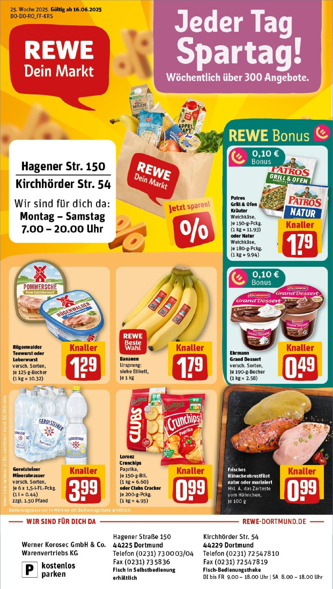 REWE Prospekt ab 15.06.2025 zum Blättern » Angebote | Seite: 1 | Produkte: Fisch, Paprika, Lorenz crunchips, Uhr