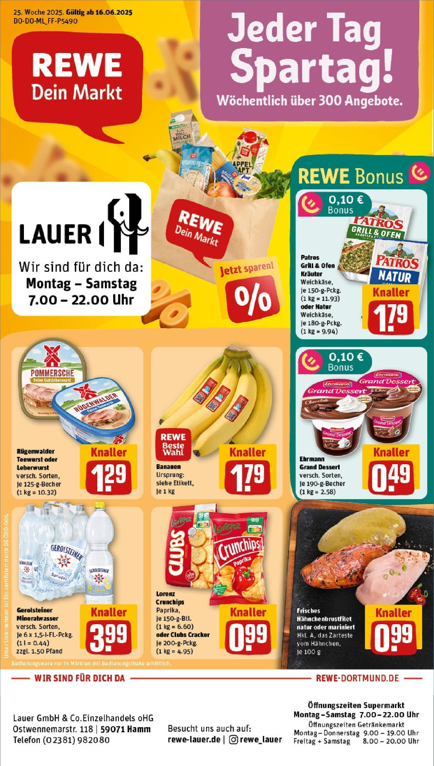 REWE Prospekt ab 15.06.2025 zum Blättern » Angebote | Seite: 1 | Produkte: Grill, Milch, Lorenz crunchips, Reis