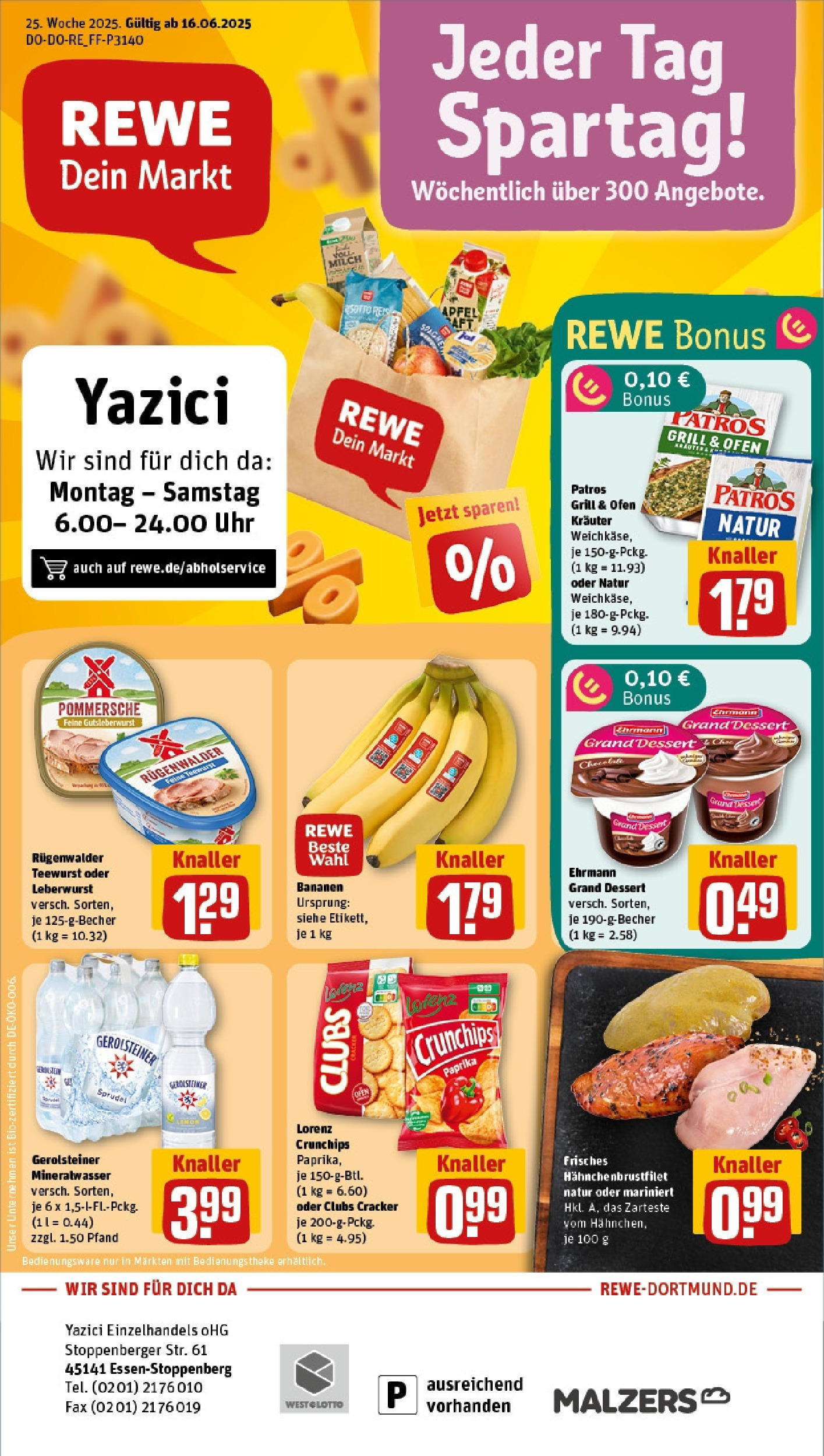 REWE Prospekt ab 15.06.2025 zum Blättern » Angebote | Seite: 2 | Produkte: Ofen, Grill, Ehrmann grand dessert, Patros