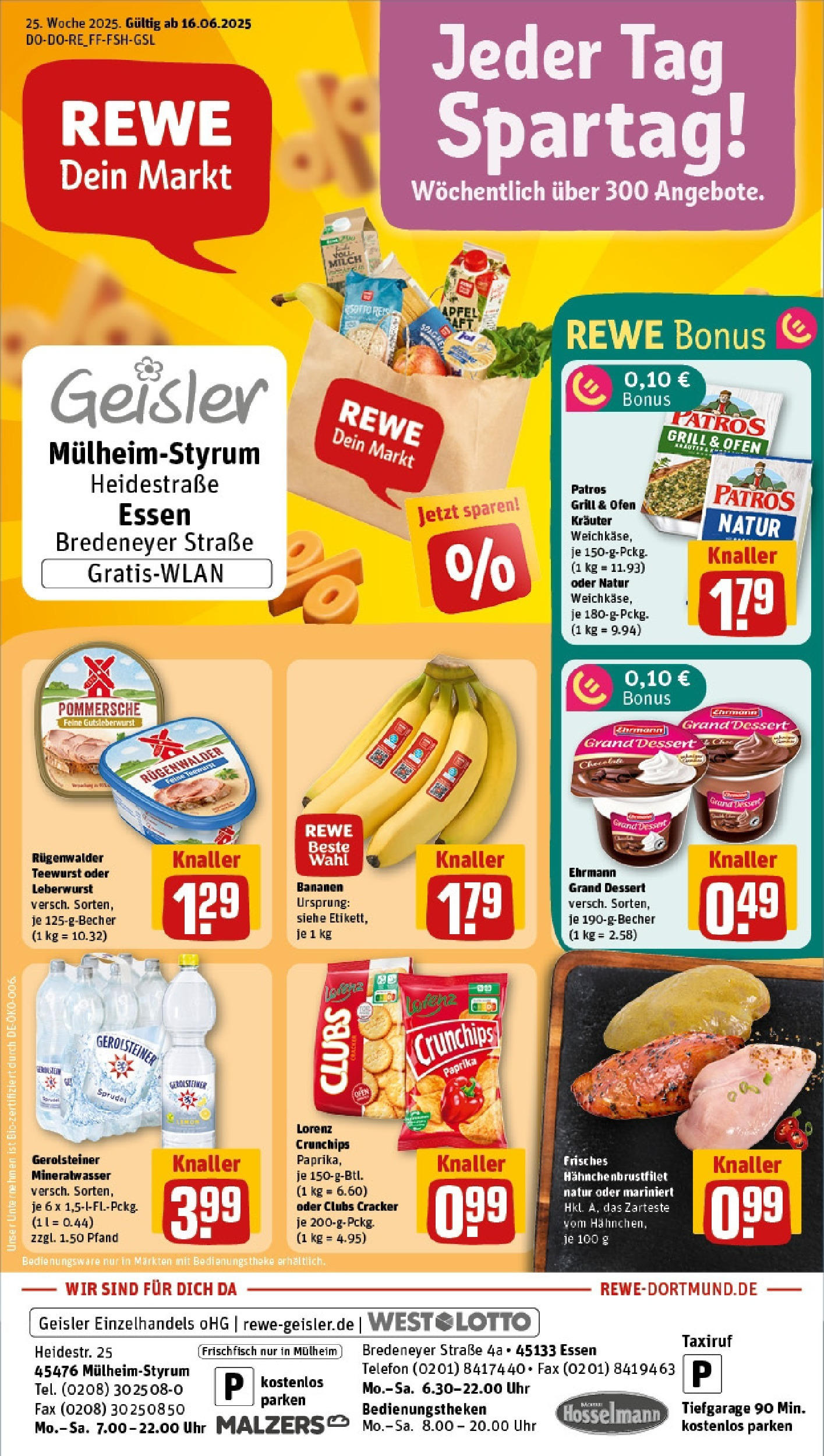 REWE Prospekt ab 15.06.2025 zum Blättern » Angebote | Seite: 1 | Produkte: Ofen, Grill, Bananen, Patros