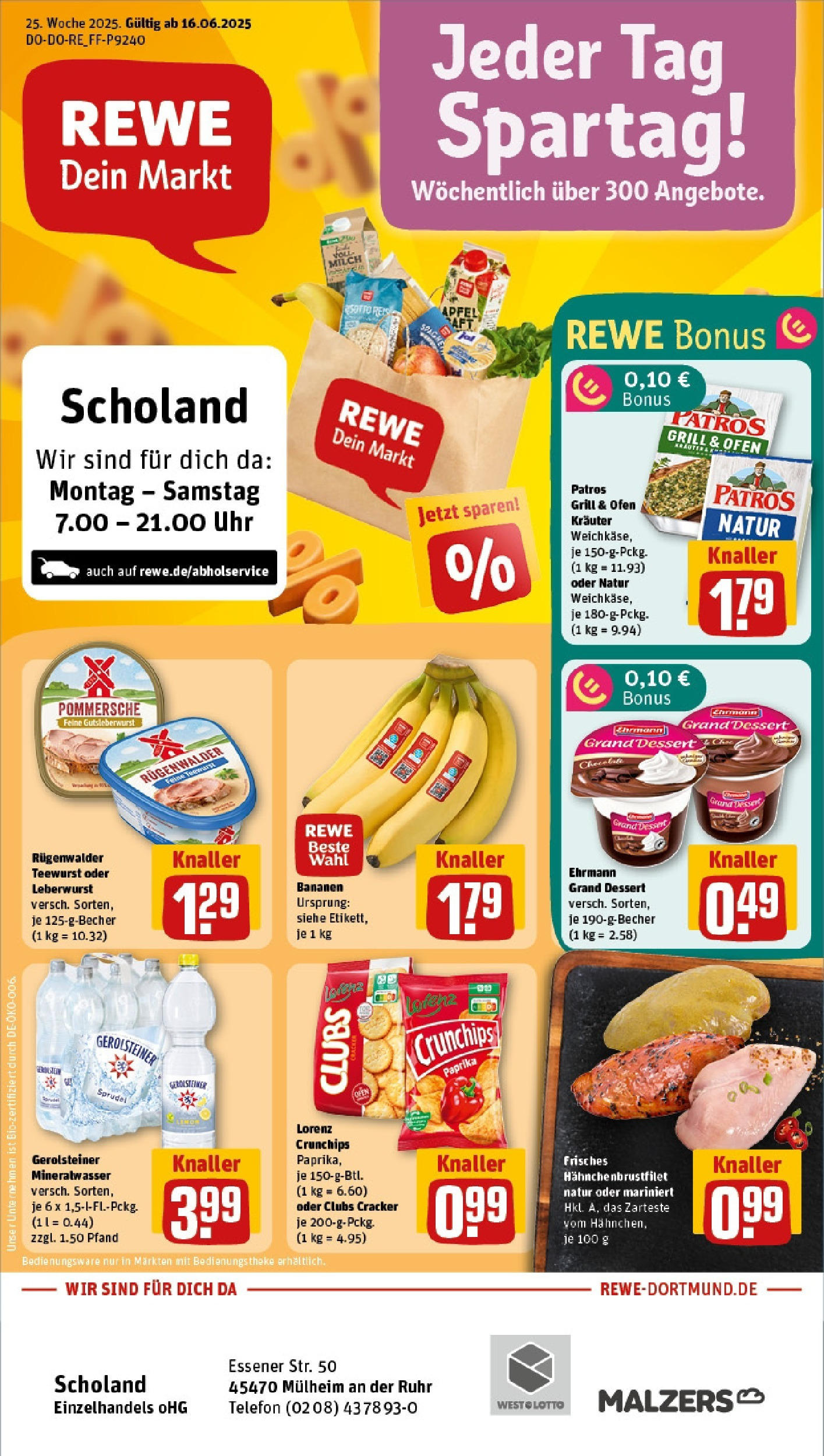 REWE Prospekt ab 15.06.2025 nächste Woche - Prospekt Mülheim An Der Ruhr Vorschau von dem Prospekt des Geschäftes Rewe, gültig ab dem 15.06.2025