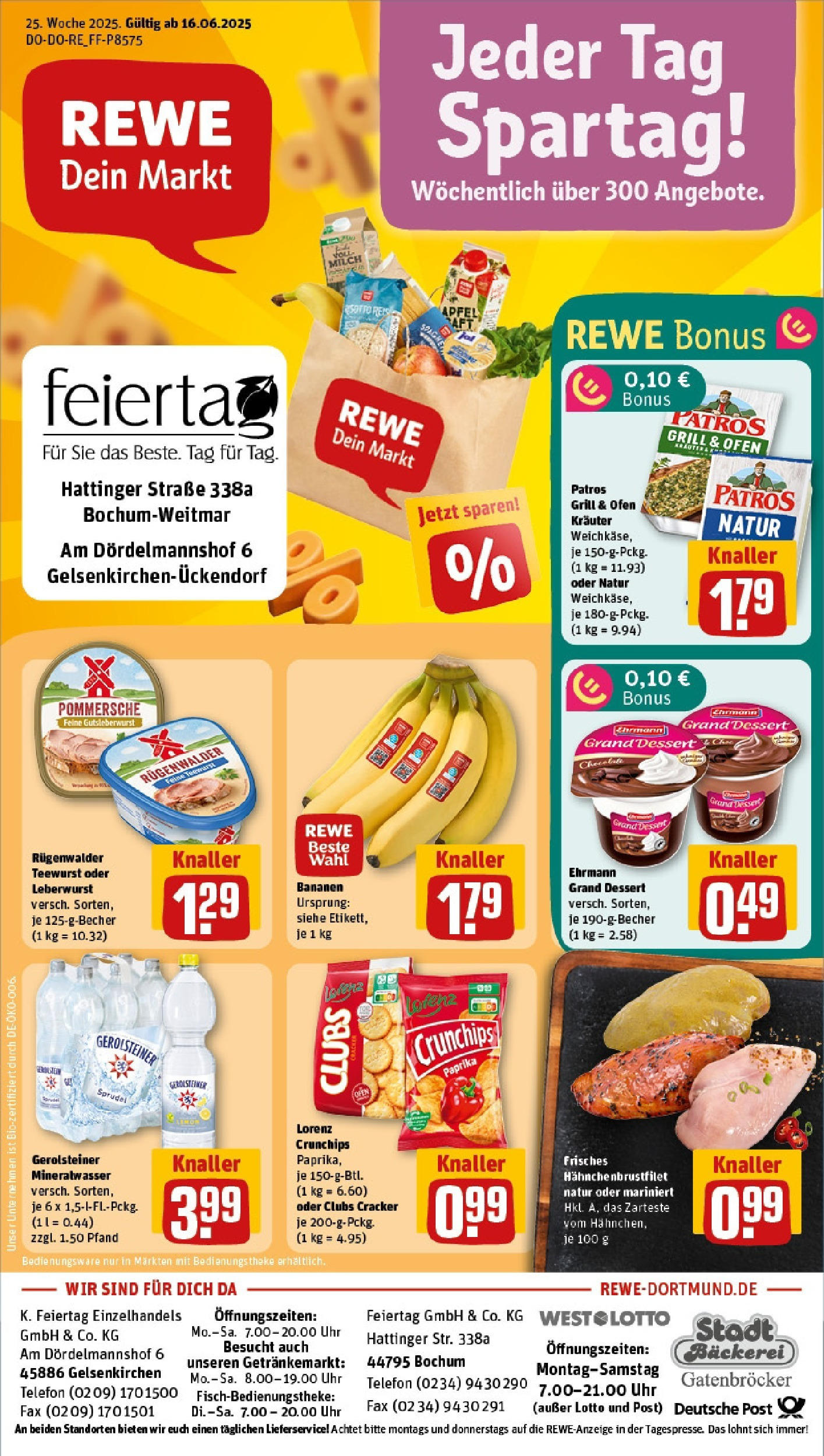 REWE Prospekt ab 15.06.2025 zum Blättern » Angebote | Seite: 1 | Produkte: Grill, Milch, Bananen, Chips